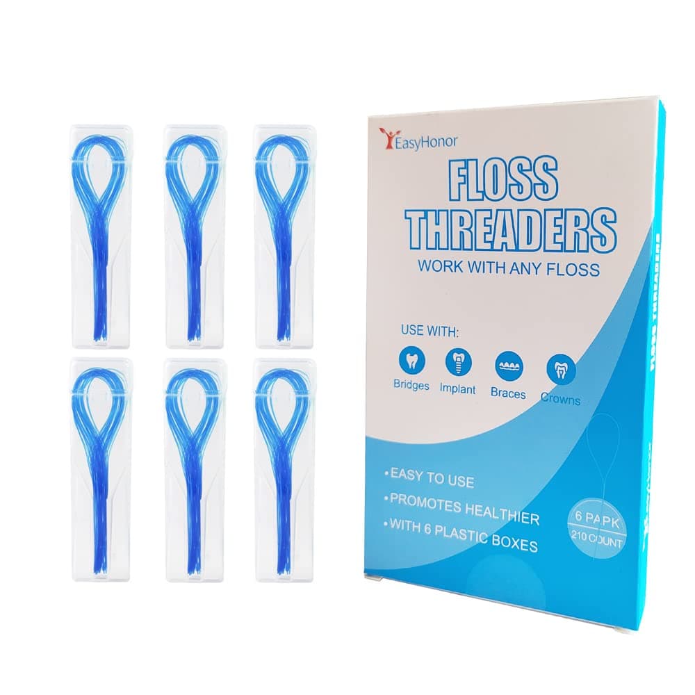 Dental Floss Threaders for Braces, Bridges, and Implants,210 Count (Pack of 6)