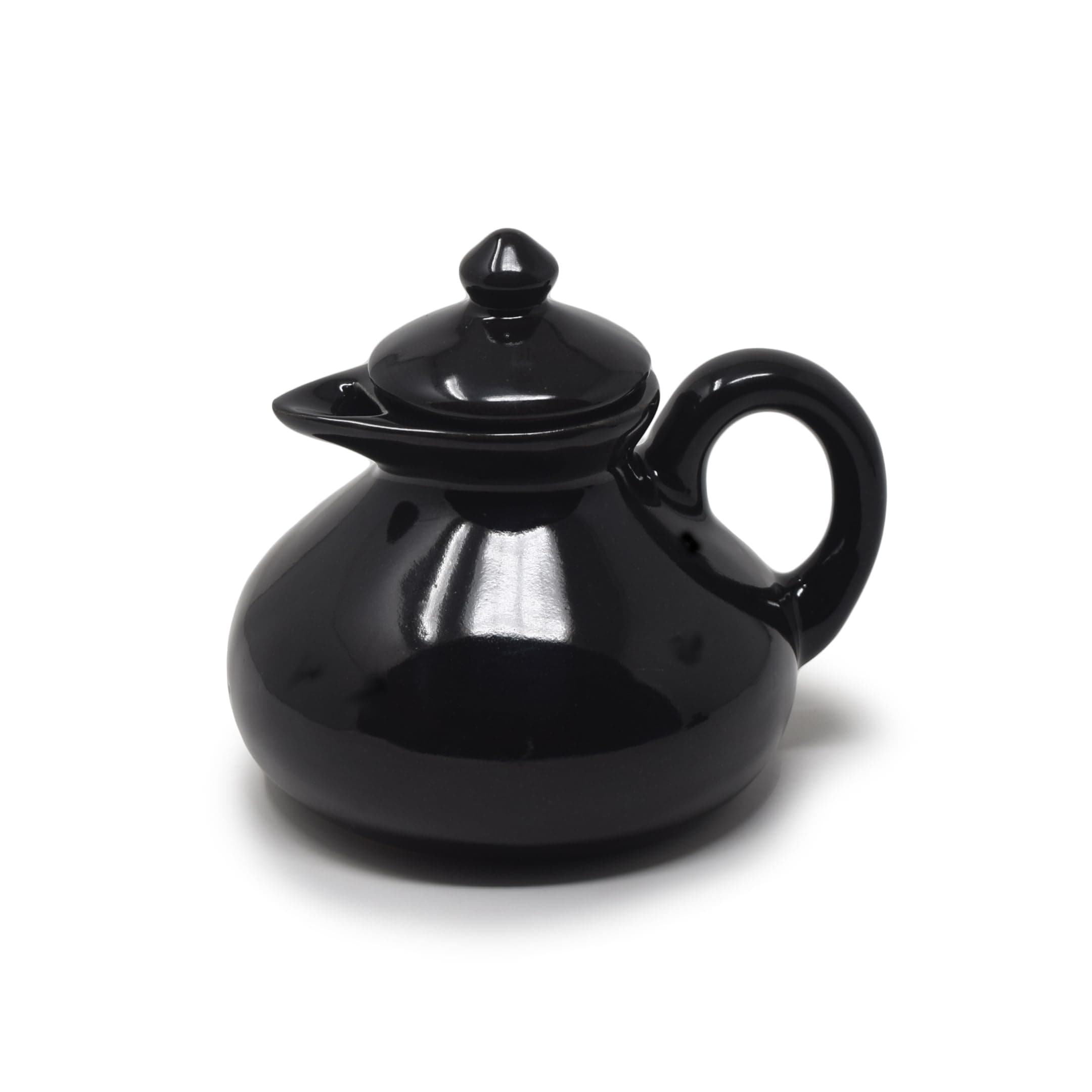 Stoneware Ceramic Milk Oil Jug Pourer Dispenser Round, 350ml (Black)