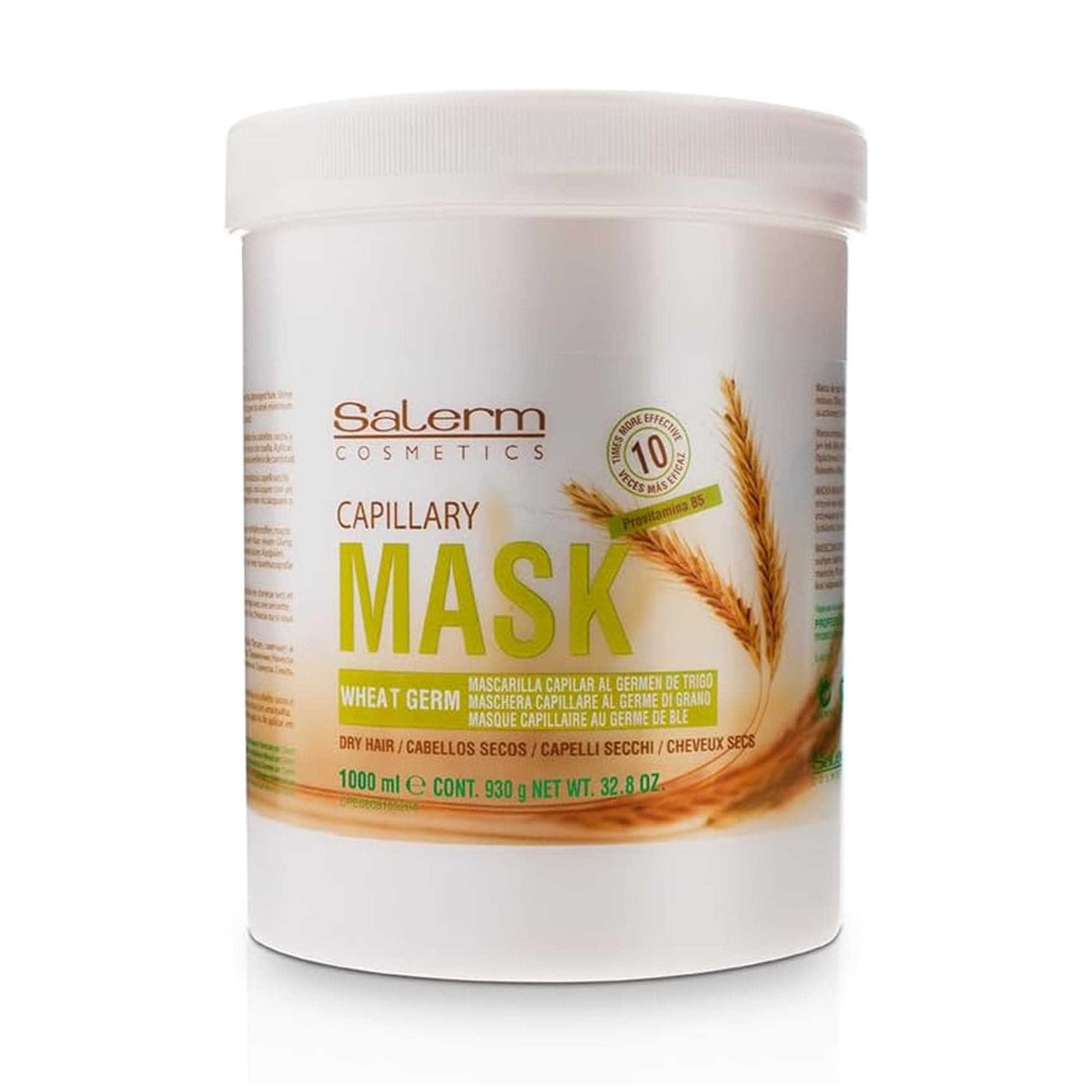 SALERM - Nourishing Hair Mask - 1000 ml - with Wheat Germ - for Dry and Damaged Hair - Deep Hair Hydration - Shine and Brightness - Hair Strengthening
