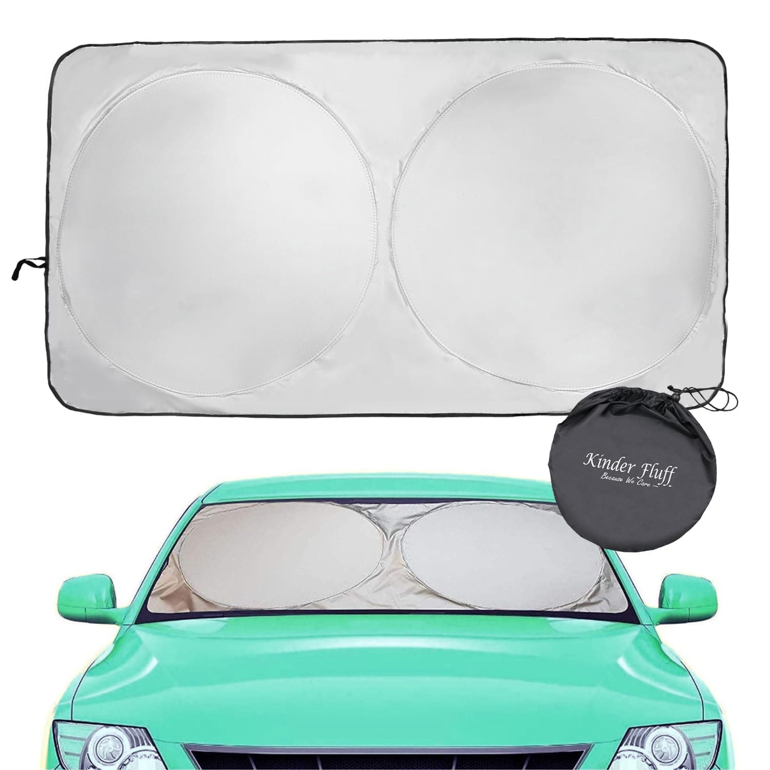 kinder Fluff Windshield Sun Shade -The Only Certified Car Window Shades Blocking 99.9% UVR-210T Automotive Window Sunshades as Cars,SUV,RV,Truck & Car Accessories - Accesorios para Carro (Large)