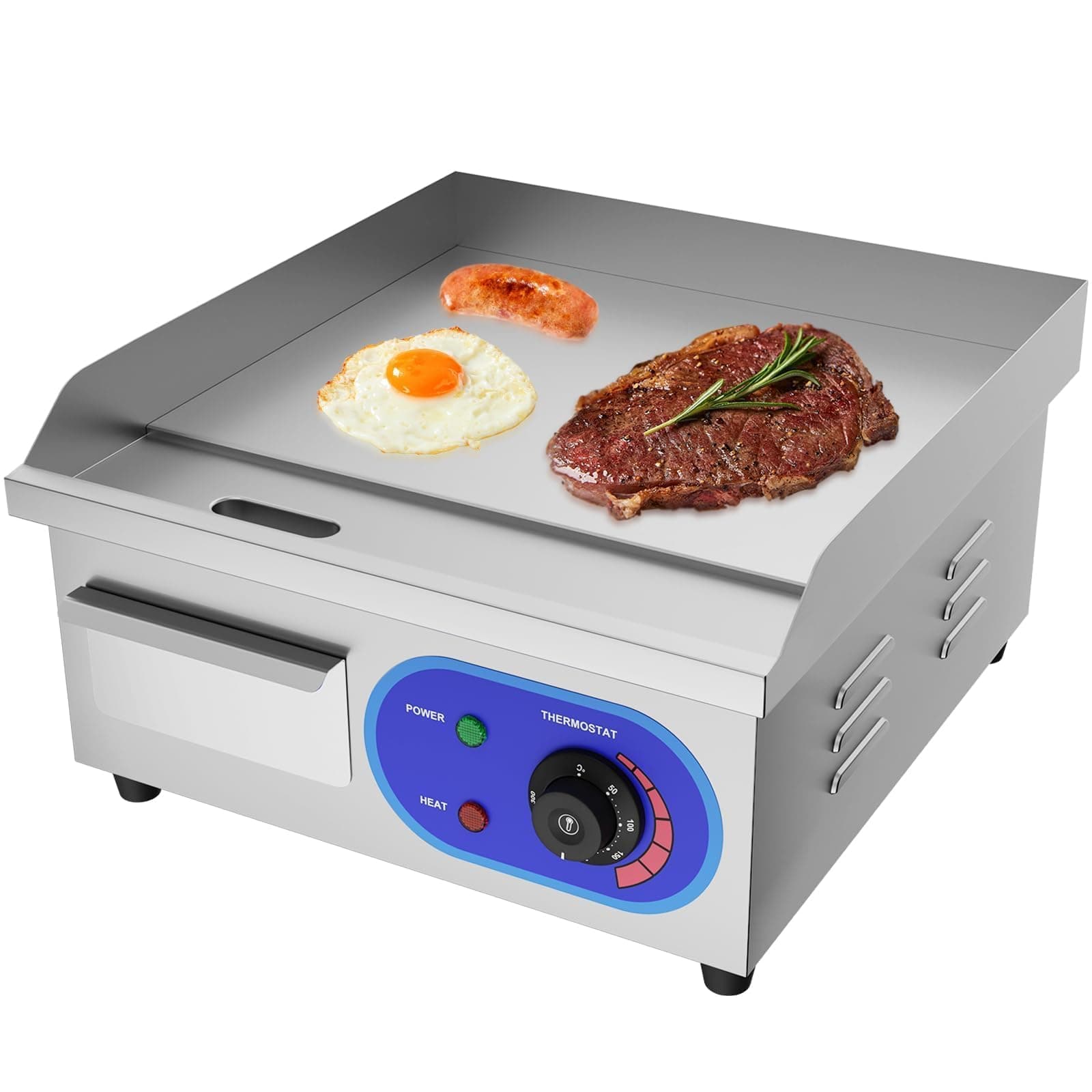 Electric Griddle Flat Hotplate Commercial Countertop BBQ Grill Stainless Steel Nonstick Barbecue,8mm Cooking surface thick 220-240V (14 inch)