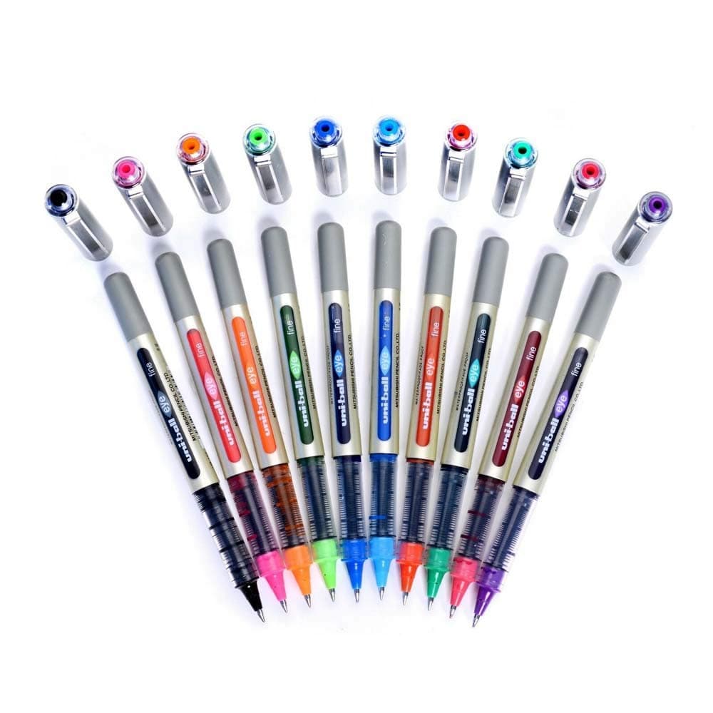 EYE UB-157 Rollerball Pen 0.7mm Ball [Pack of 10] One of each colour