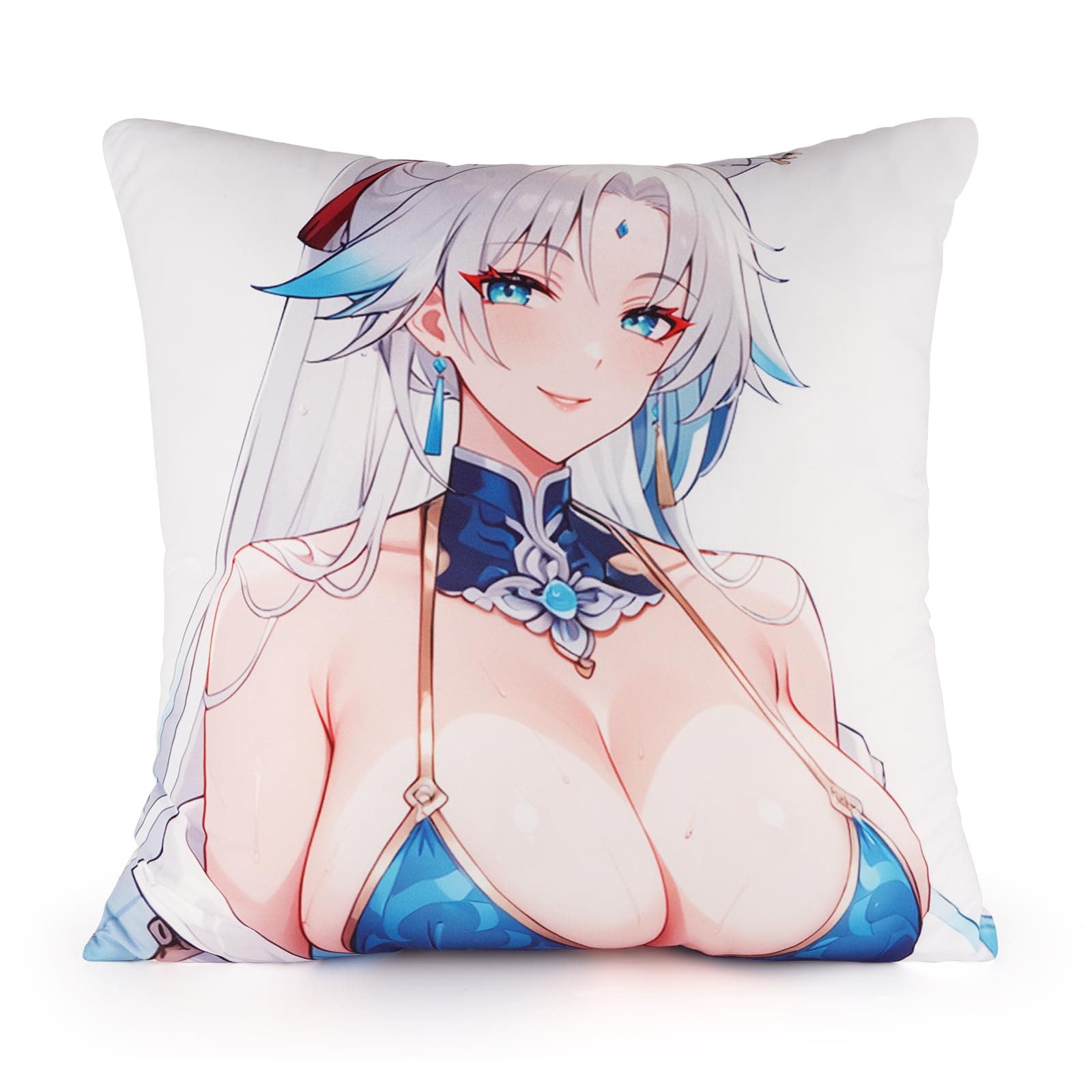 Zoknes 18x18 Inch Anime Pillow - Double-Sided Printed Cushion with High-Elastic Cotton Filling, Soft Decorative Throw Pillow with Bold Anime Art - Ideal for Kawaii Fans and Collectors (for Feixiao)