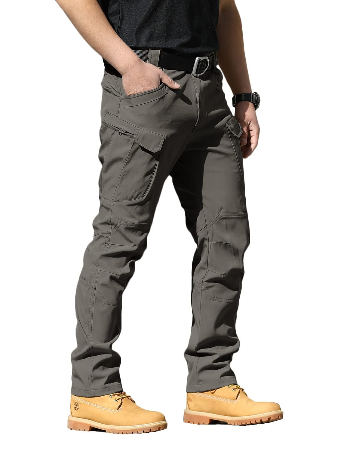 Men's Tactical Pants Water Resistant Flex Ripstop Cargo Pants Lightweight Hiking Pants with Multi Pockets(No Belt)