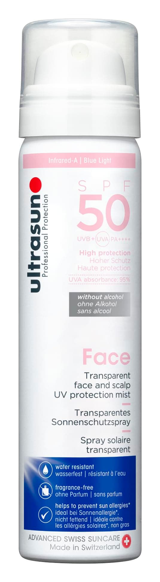 Ultrasun 50spf UV Face & Scalp Mist, Clear, 75ml