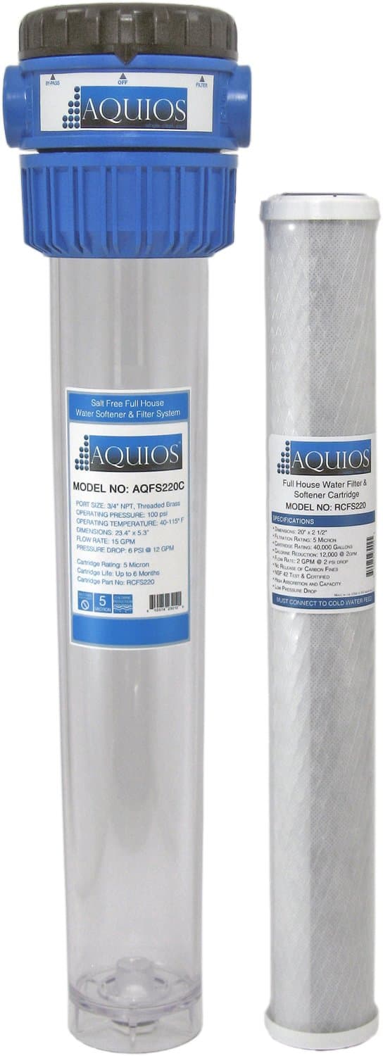 Aquios AQFS220C Full House Water Softener and Filter System, Clear