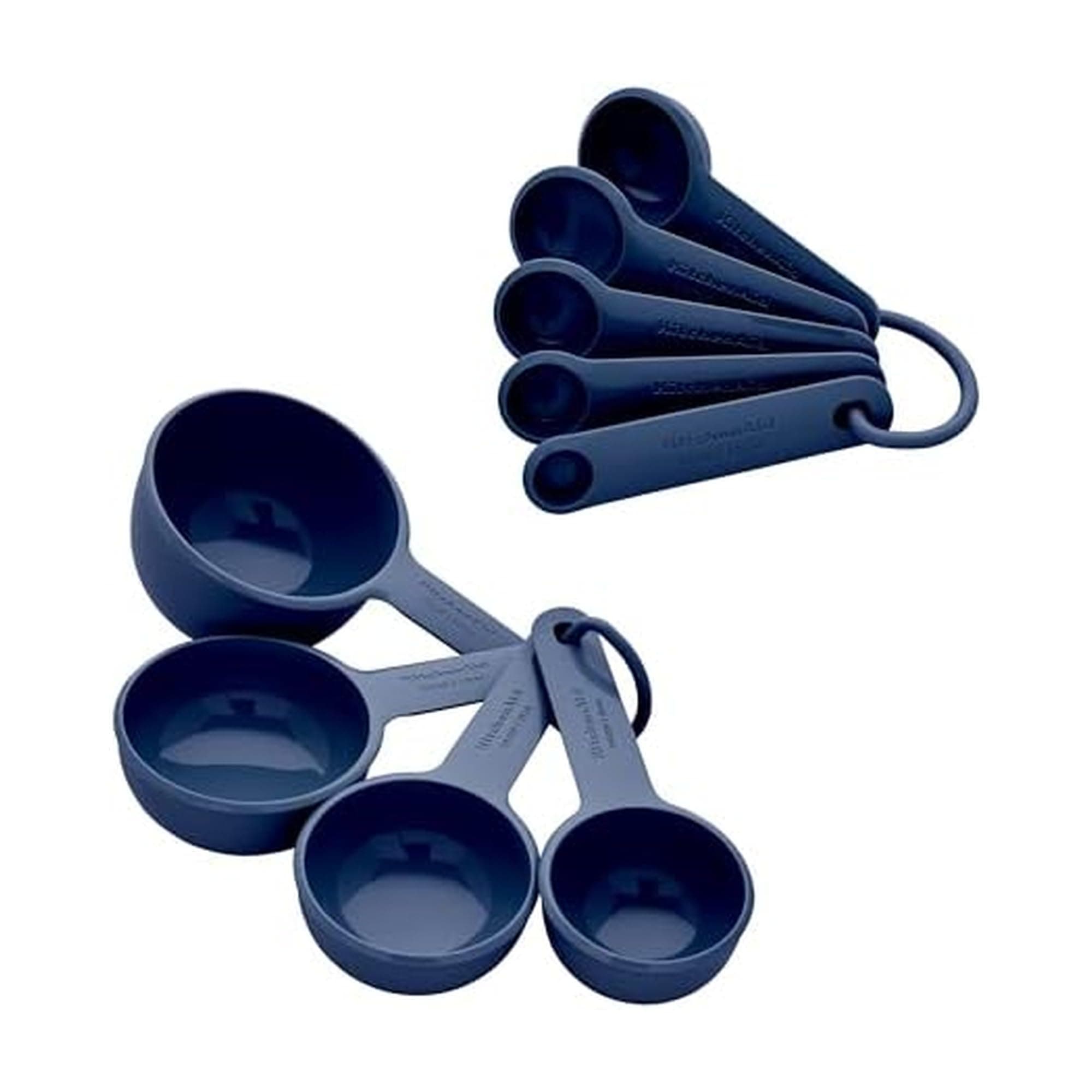 KitchenAid Universal Easy To Read Measuring Cup and Spoon Set with Soft Grip Handle for Maximum Control, Hang Hole and Nesting For Easy Storage, Dishwasher Safe, 9 Piece, Ink Blue