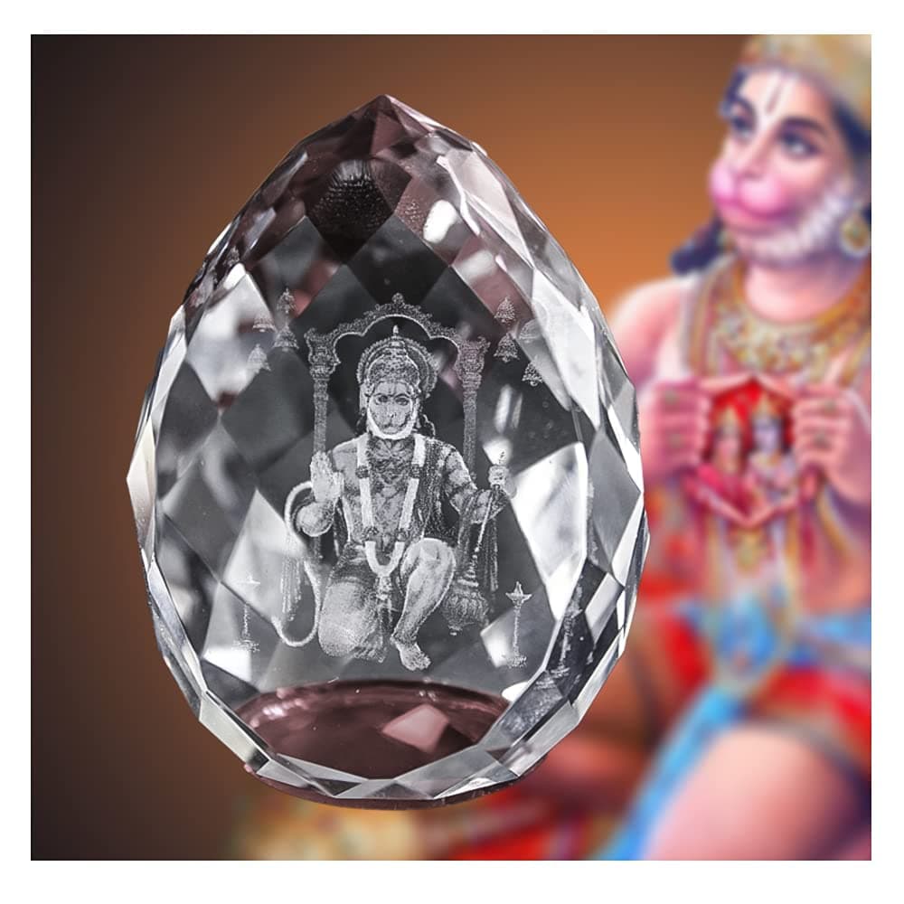 Hanuman-ji Crystal Diamond Showpiece for Gift and Home Decor (Multicolor, Size 5cm)