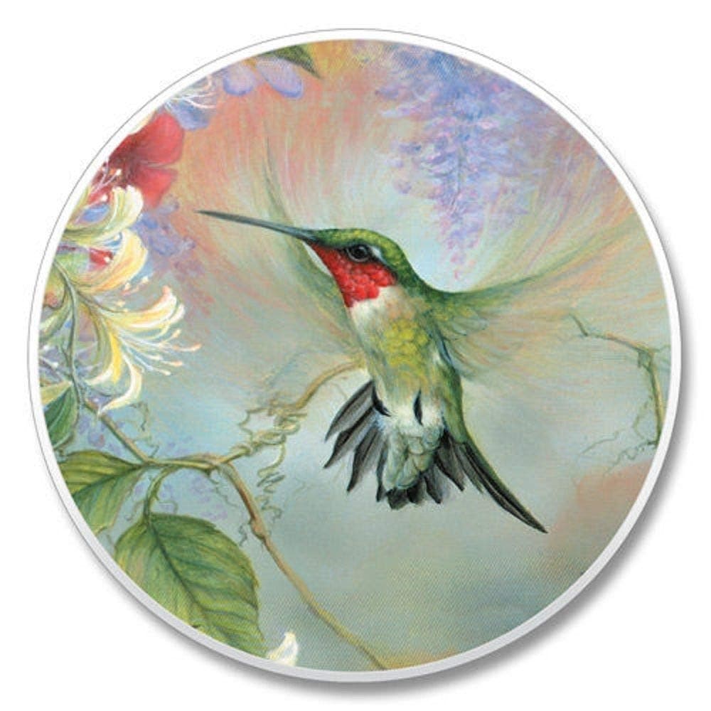 Hummingbird & Honeysuckle Auto Coaster - Single Coaster for Your Car