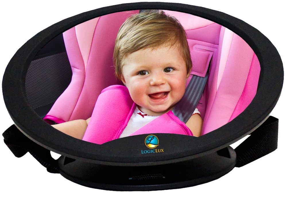 Rear View Facing Back Seat Baby Mirror - No Center Headrest Required - Unique Oval Shatterproof Design - 100% Satisfaction Guarantee