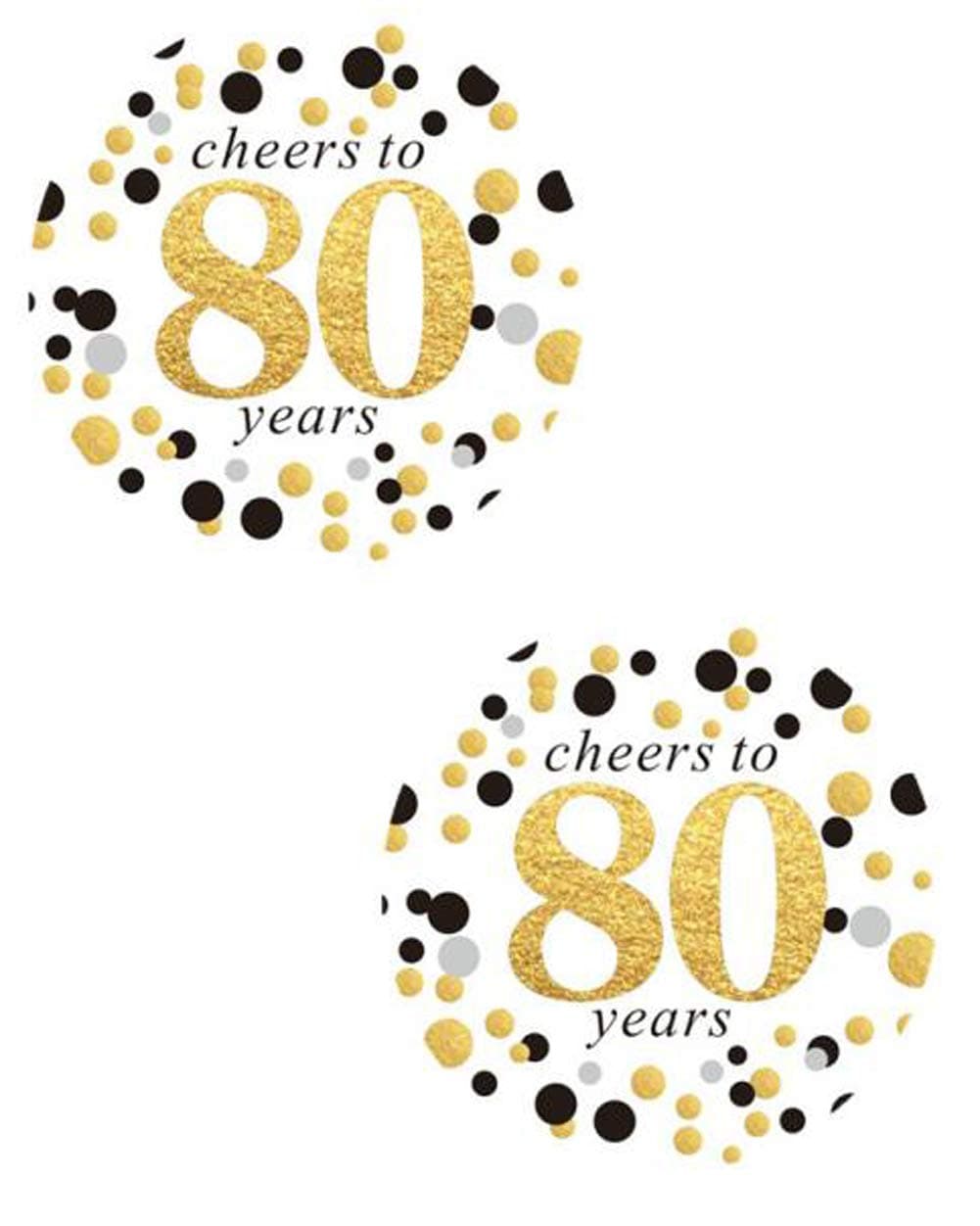 2" Round 50 Pack of Cheers to 80 Years Label Stickers Birthday Party Sticker Labels 80th Birthday Party Favor Stickers 80th Birthday Party Decoration