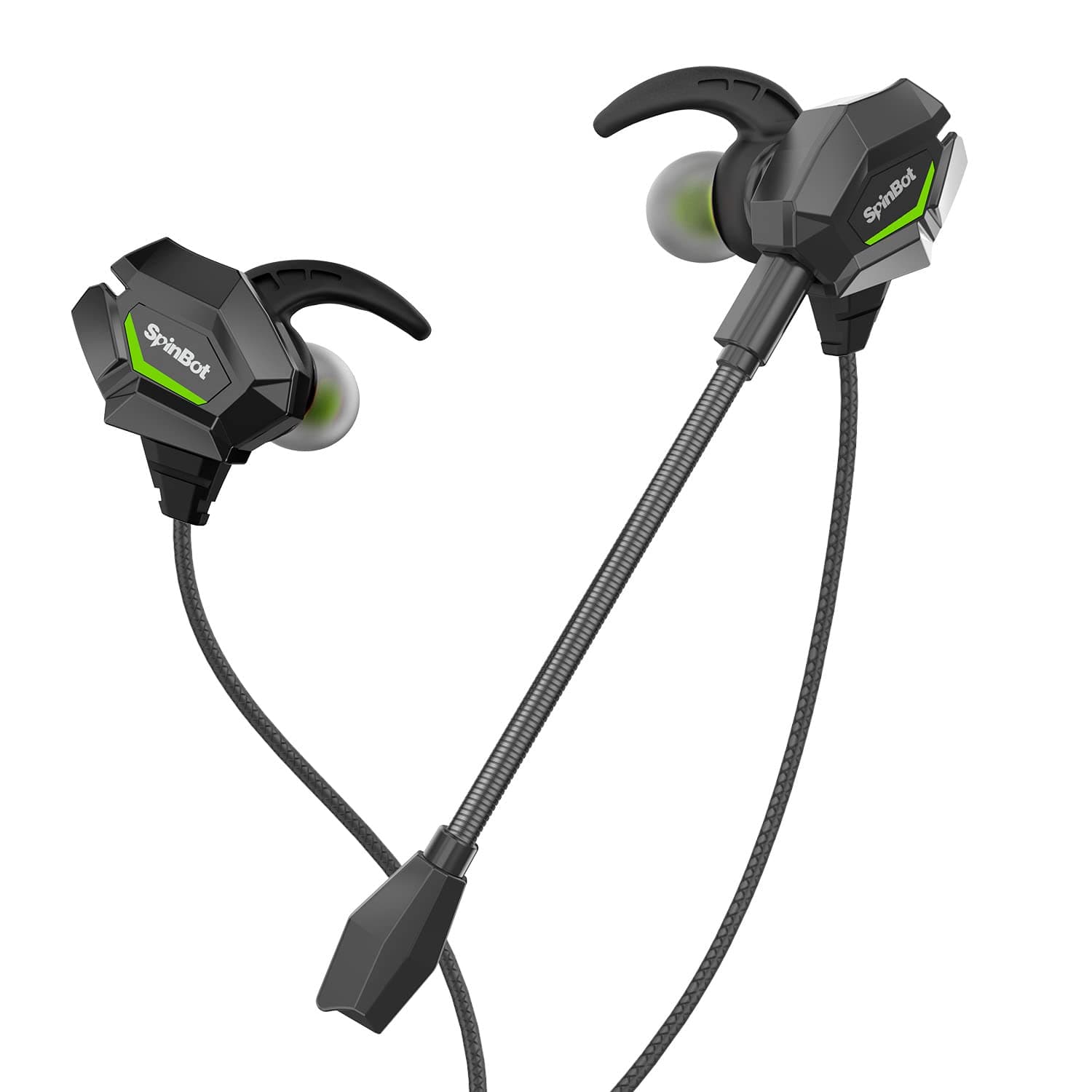 BattleBudz W20 Wired in Ear Gaming Earphones with mic for Mobile, PC/Laptop, Xbox One, PS4, PS5 (Green)