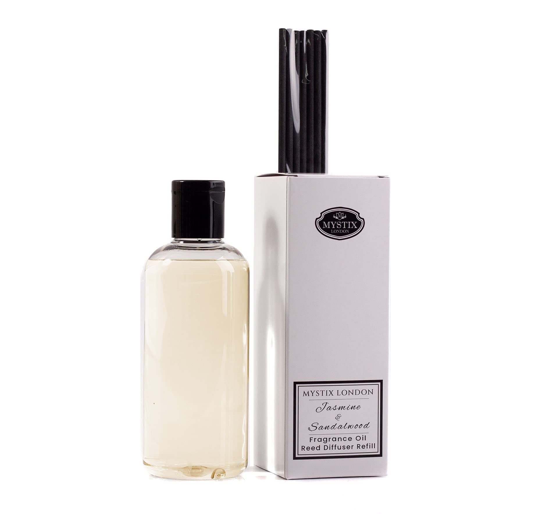 Mystix London Jasmine & Sandalwood Fragrance Oil Reed Diffuser 250ml Refill | Elegant Home Scent | Long-Lasting Fragrance | Perfect for Home & Office Ambiance