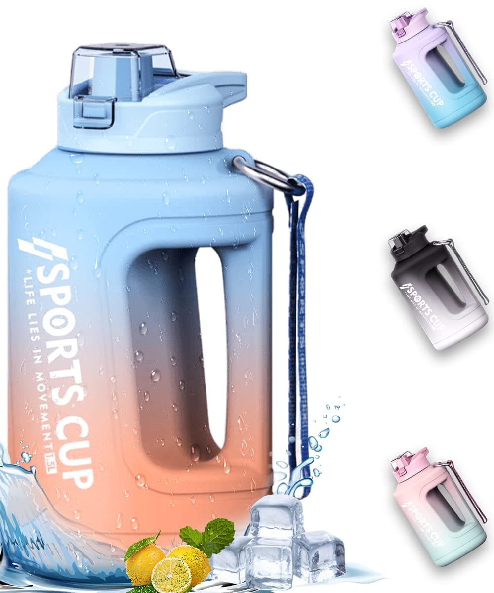 S2C WATER BOTTLE 1.5L LEAKPROOF- GYM BOTTLE SPORTS WATER BOTTLE WITH MOTIVATIONAL WATER BOTTLE FOR KIDS SCHOOL LARGE WATER BOTTLES FOR SPORTS, HIKING, OFFICE WATER JUG (BLUE)