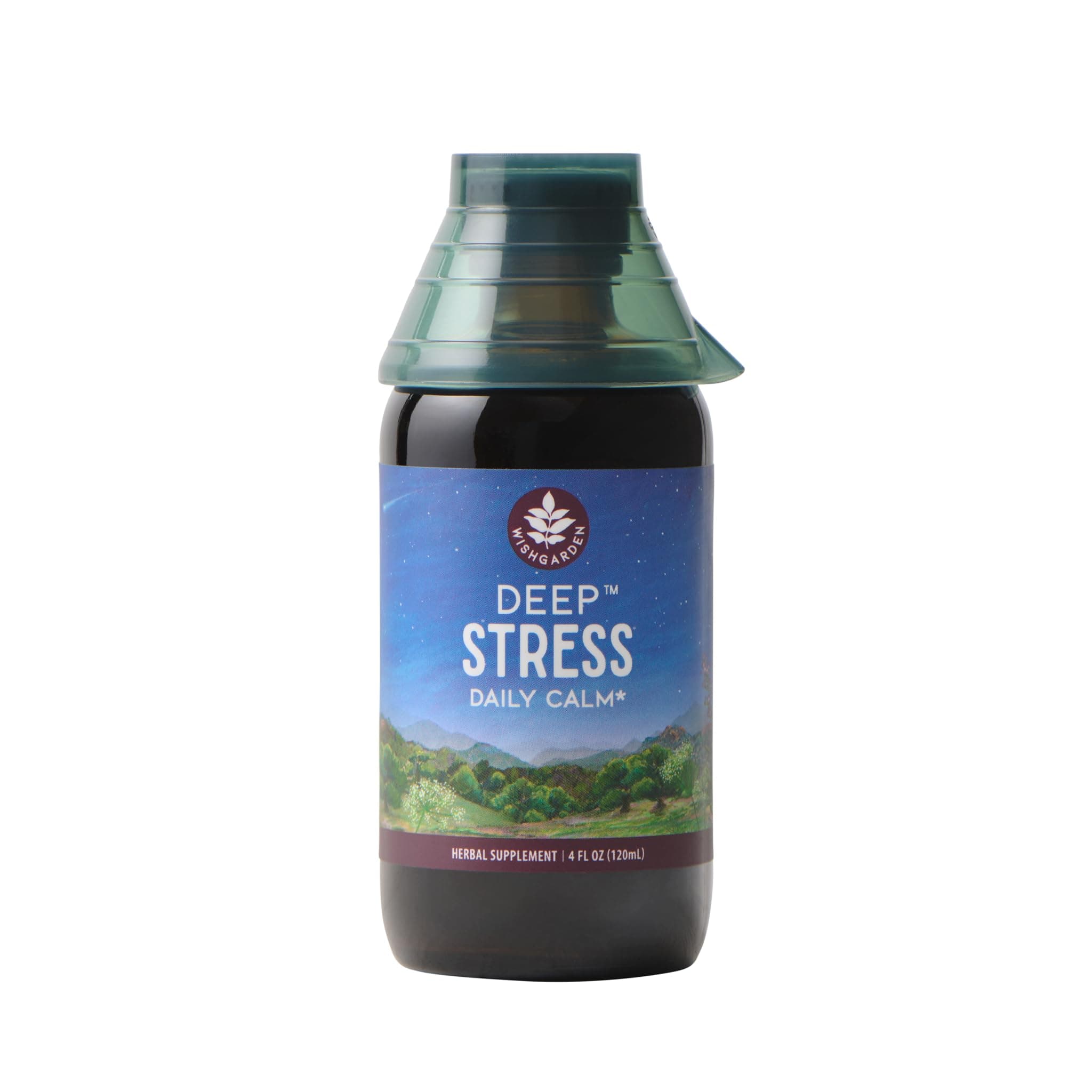 WishGarden Herbs Deep Stress with Ashwagandha - Plant-Based Liquid Herbal Adrenal Support Supplement with Ashwagandha Root and Powerhouse Adaptogens for Stress Relief, Fast-Acting Stress Tincture, 4oz