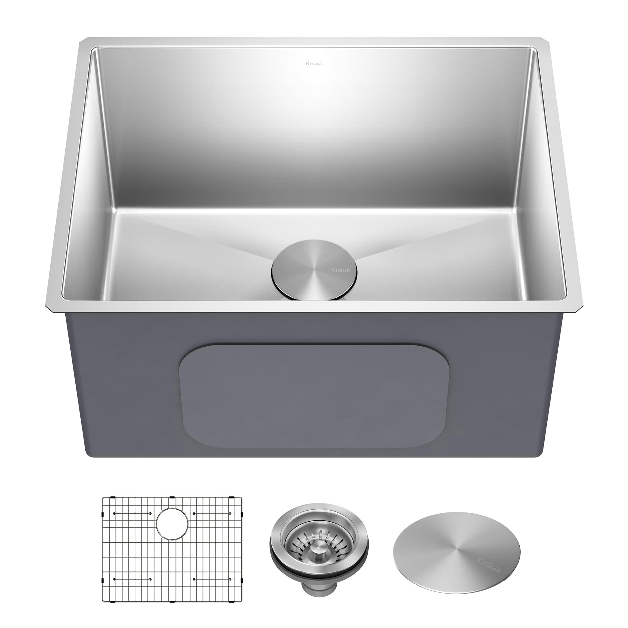 KHU101-24L Standart PRO 24-inch Undermount 16 Gauge Single Bowl Laundry and Utility Sink, 24 Inch, Tight Radius