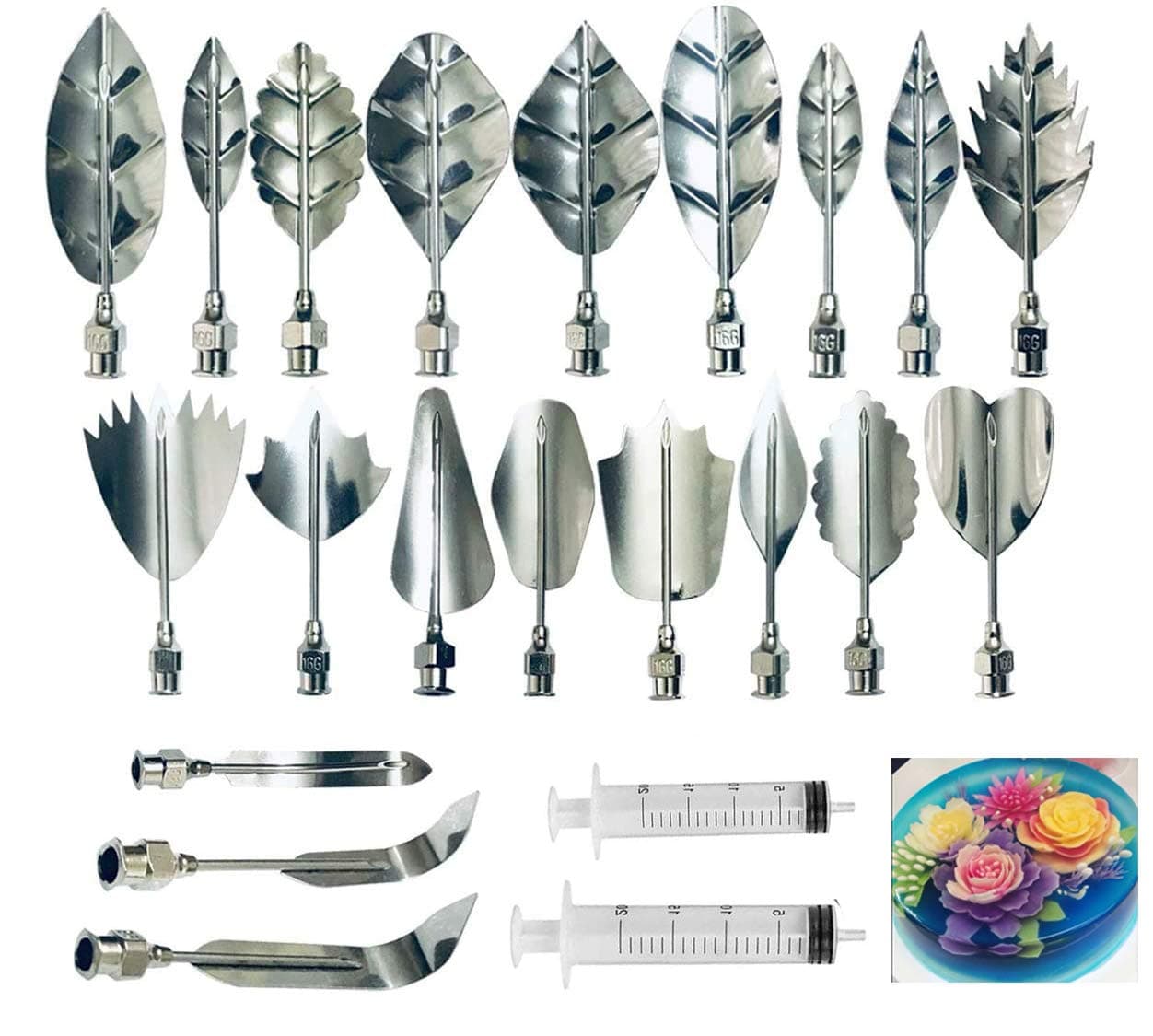 Gelatin Jelly Art Starter Kit, 3D Flower Cake Decorating Tool, Set of 20 Piece DIY Needle Tips Pastry Tools