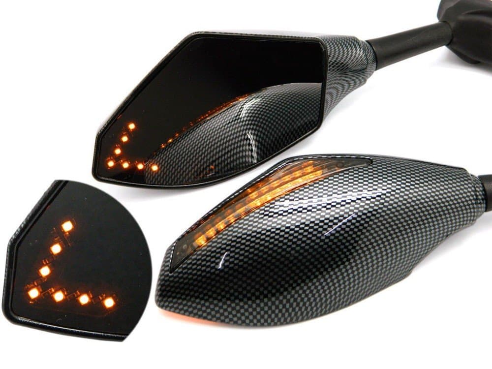 Motorcycle Integrated Turn Signal Mirrors Side Rearview Mirror Front with LED For Honda CBR 600 F4i 929 954 RR F1 F2 Hurricane Harley Carbon