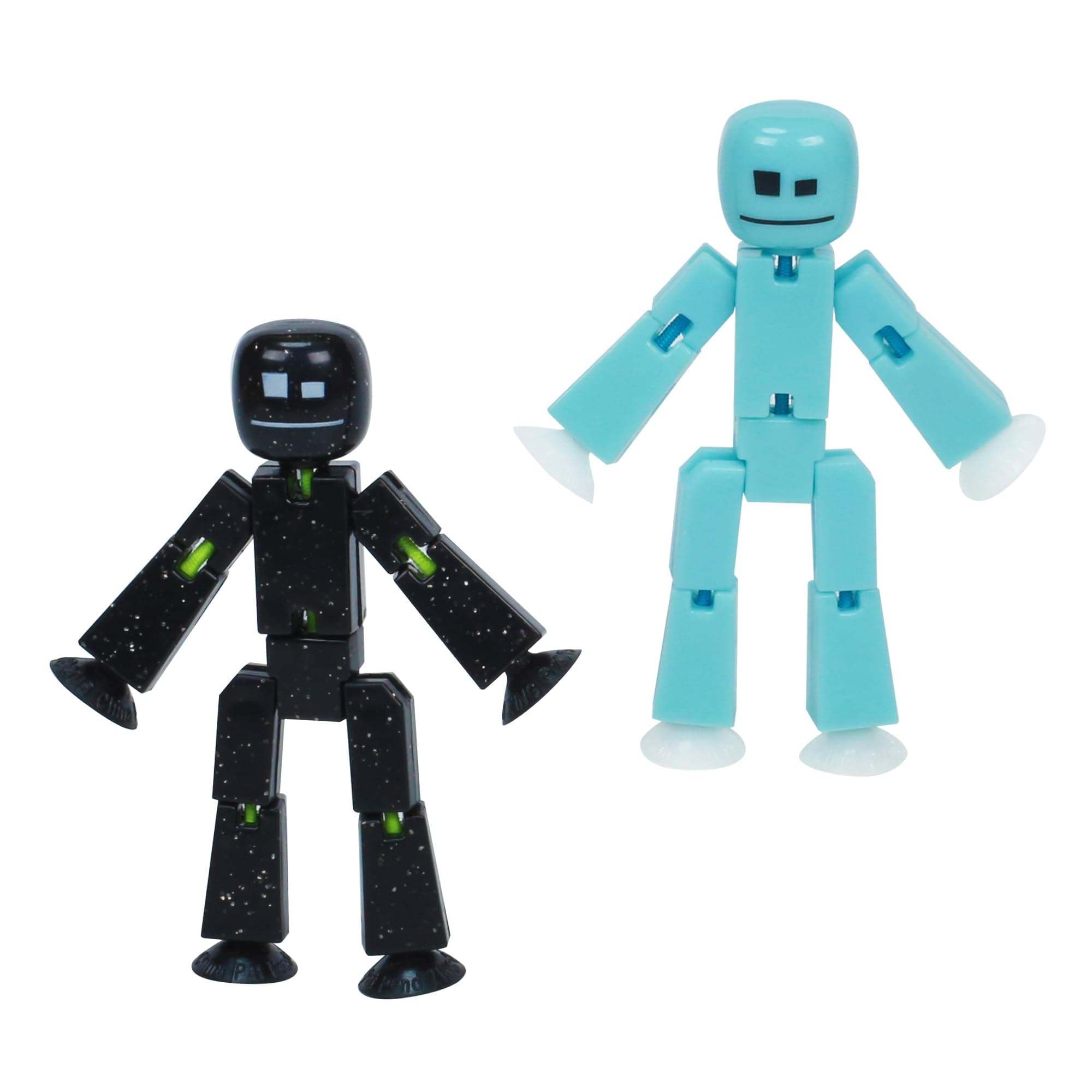 StikBot Dual Pack - Includes 2 StikBots - Collectible Action Figures and Accessories, Stop Motion Animation, Ages 4 and Up (Ice Blue+Solid Black Sparkle)