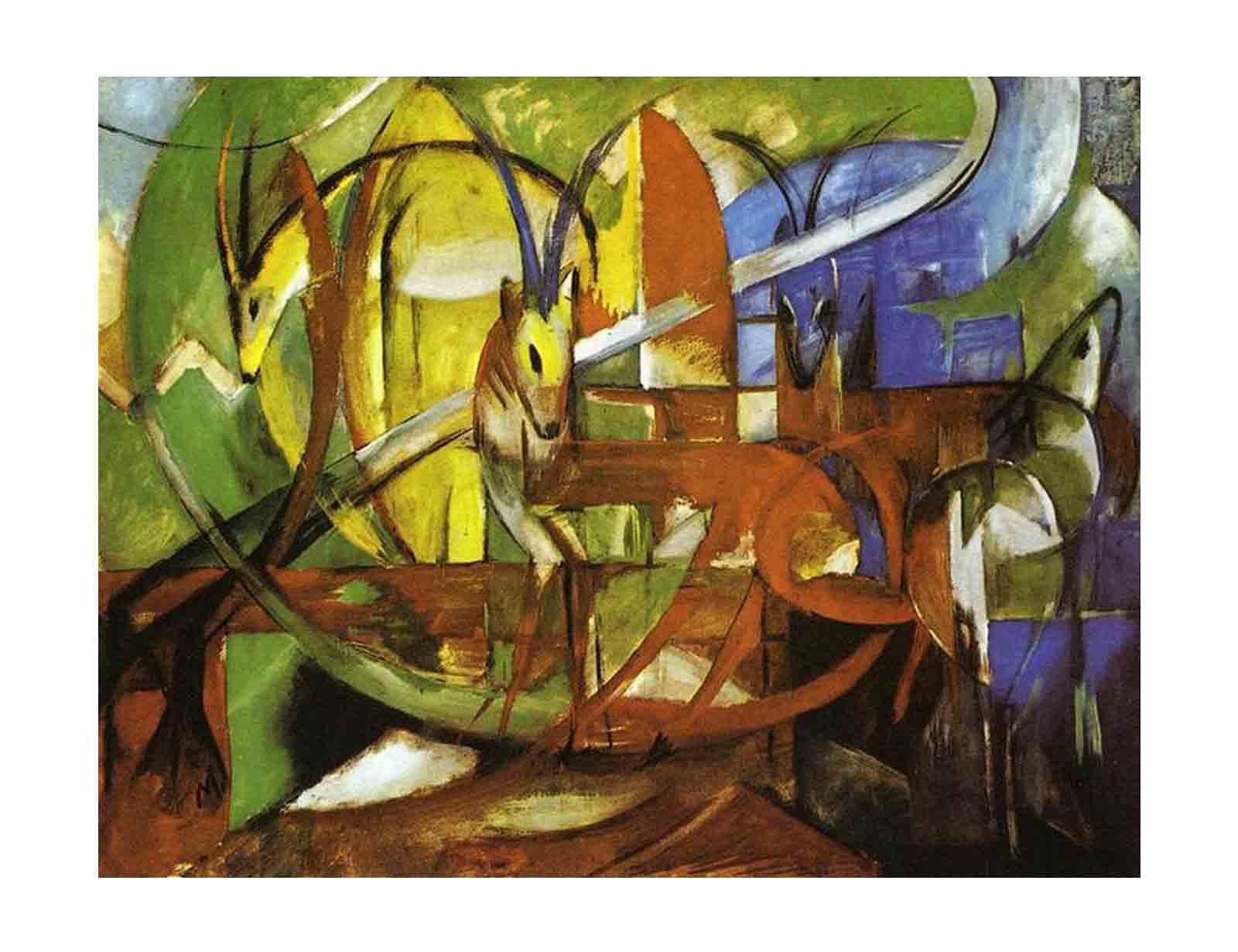 Franz Marc Canvas Prints Gazelles Canvas Wall Art Poster Canvas Pictures Wall Pictures Living Room Artwork(55x72cm（22x28inch）,unframed)