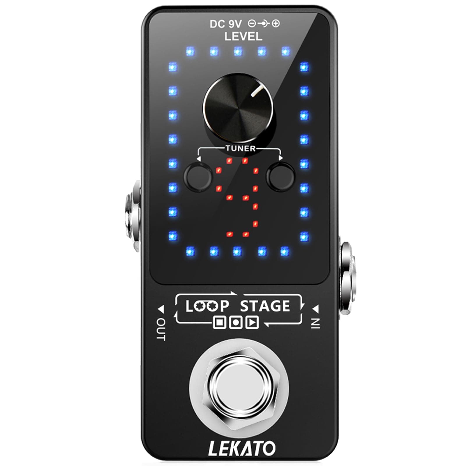 Looper Guitar Pedal Guitar Loop Pedal Tuner Pedal 9 Loops 40 Minutes Record Time Unlimited Overdubs for Electric Guitar Bass (Black)