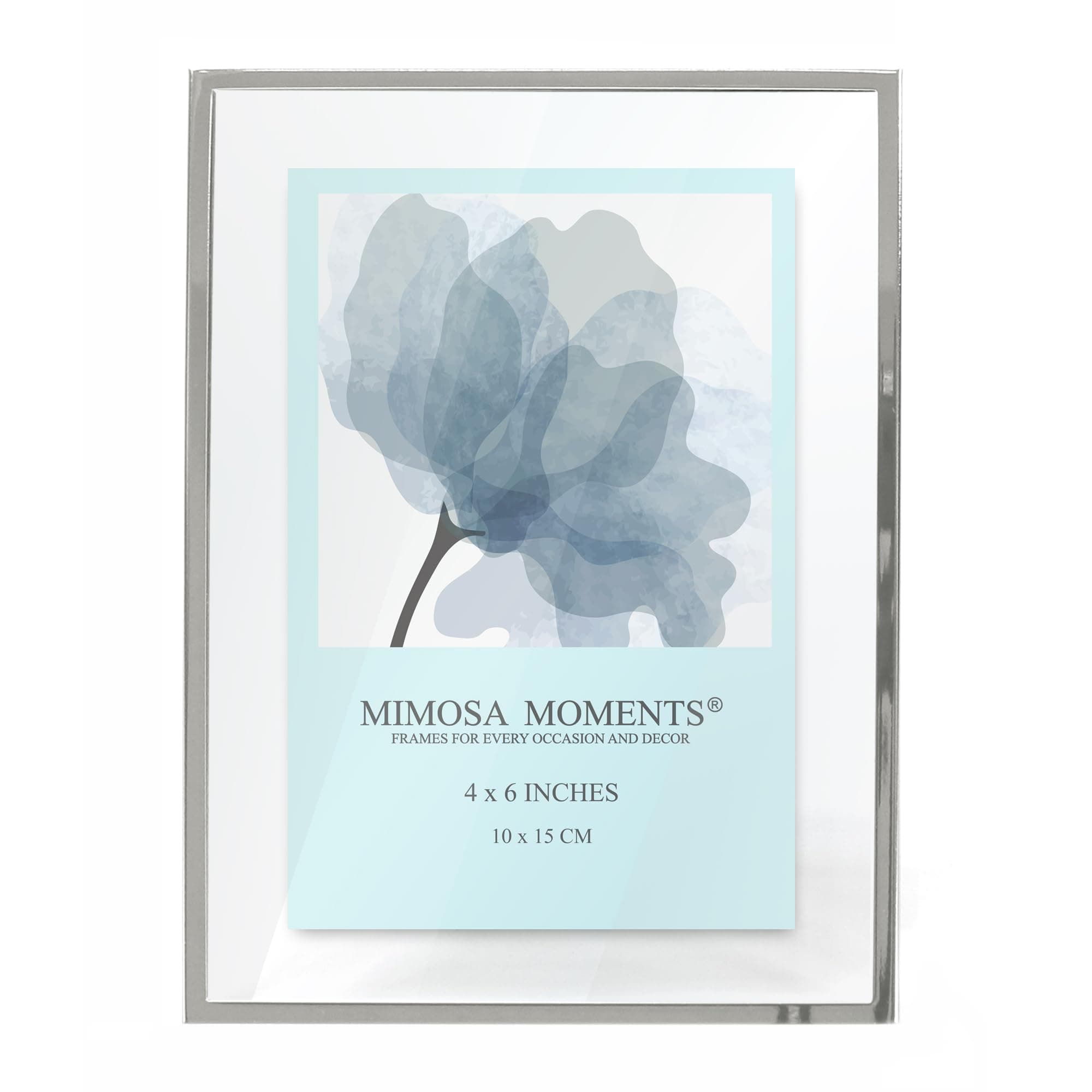 MIMOSA MOMENTS Brass Metal Floating Picture Frame Wire Easel (Silver, 4X6)
