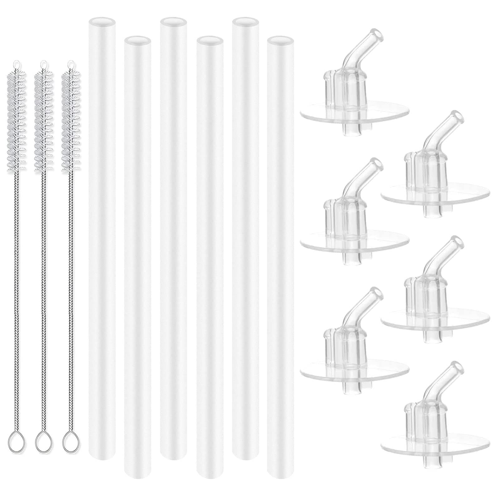 Marbe Replacement Straws for Thermos Funtainer Bottle, Straws Stem Set with Cleaning Brushes，Safe to use for Adult/Children (6-pack)