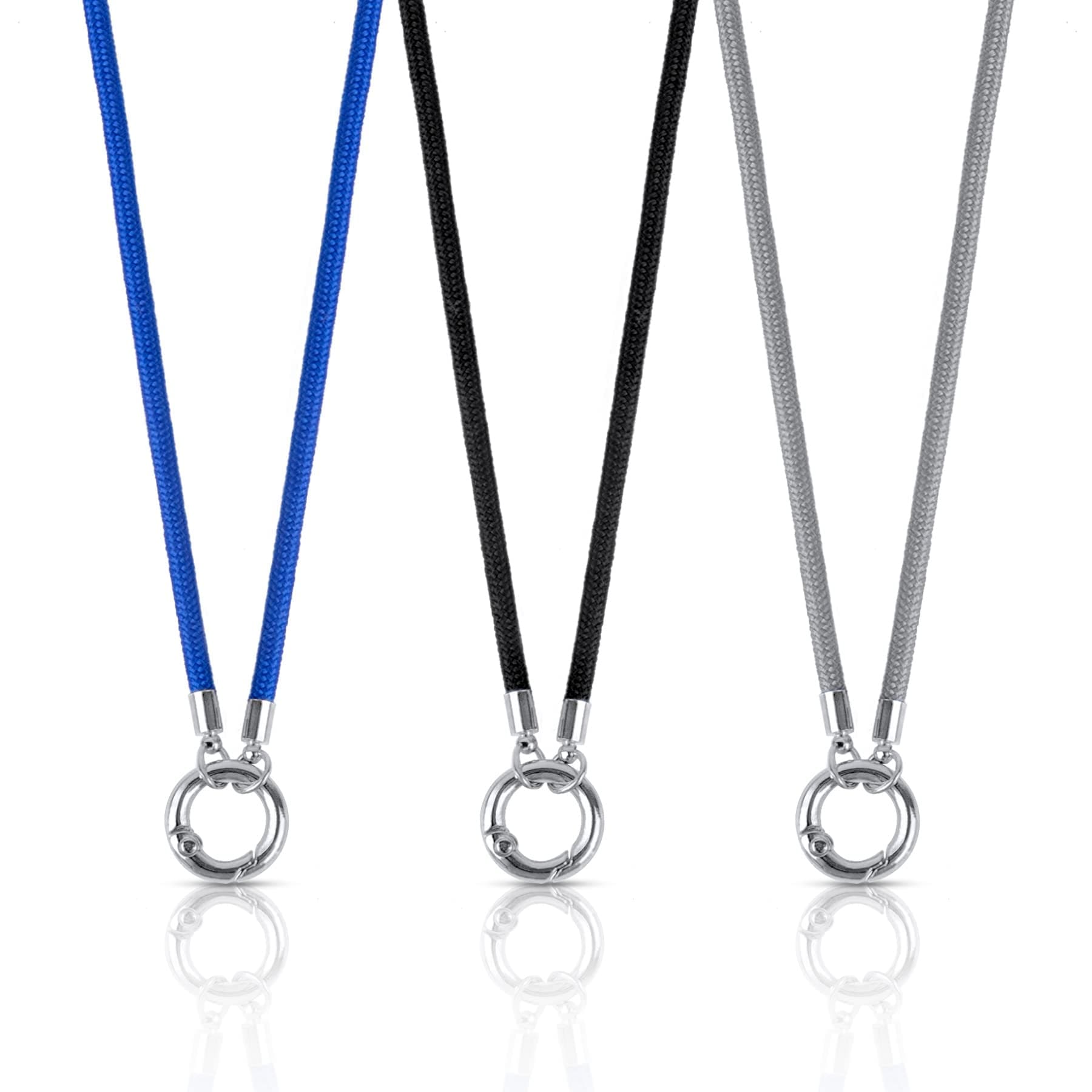 Framendino 3 Pack Eyeglass Holder Necklace Ring Eyeglass Holder Strap Chain Stainless Steel Eyeglass Loop Holder Sunglass Necklace for Women Men, Black, Small