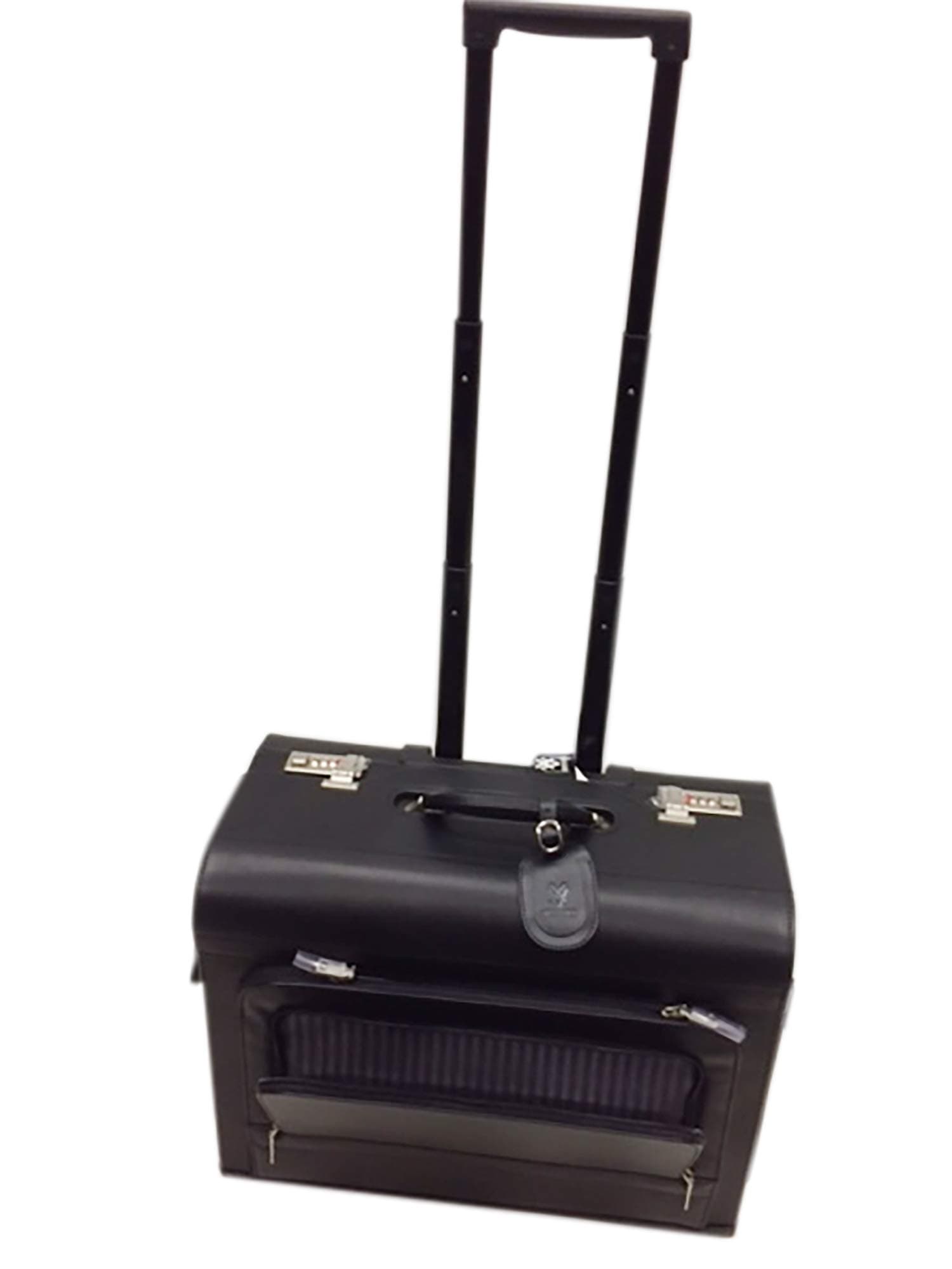 SevenkCowhide Leather Pilot case with Trolley Black colour QD-0001-BL