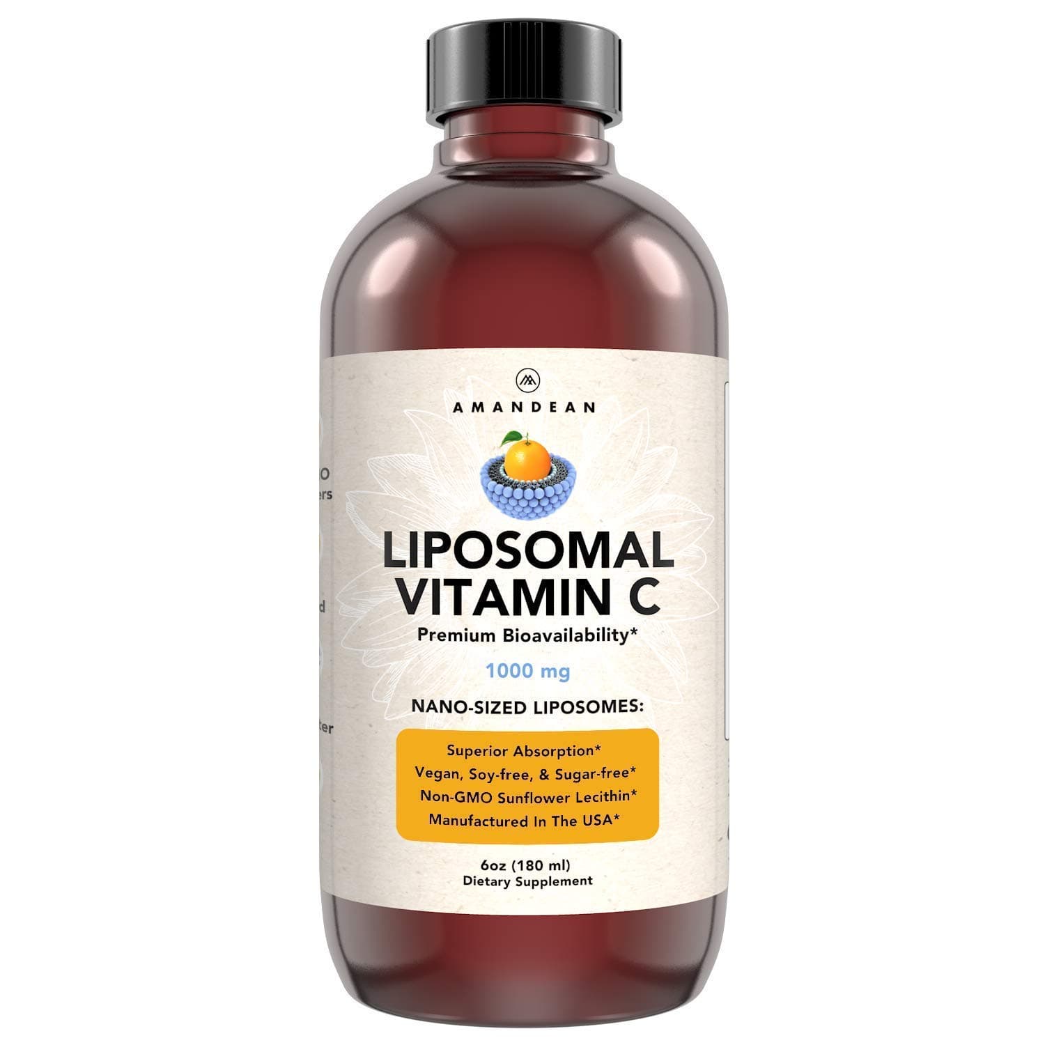 Liquid Liposomal Vitamin C 1000mg Supplement. Better than capsules. Immune Support, Skin Health, Collagen Production. Fast Antioxidant Delivery. Highly Bioavailable. Quali®-C, Soy-Free, Vegan Non-GMO.