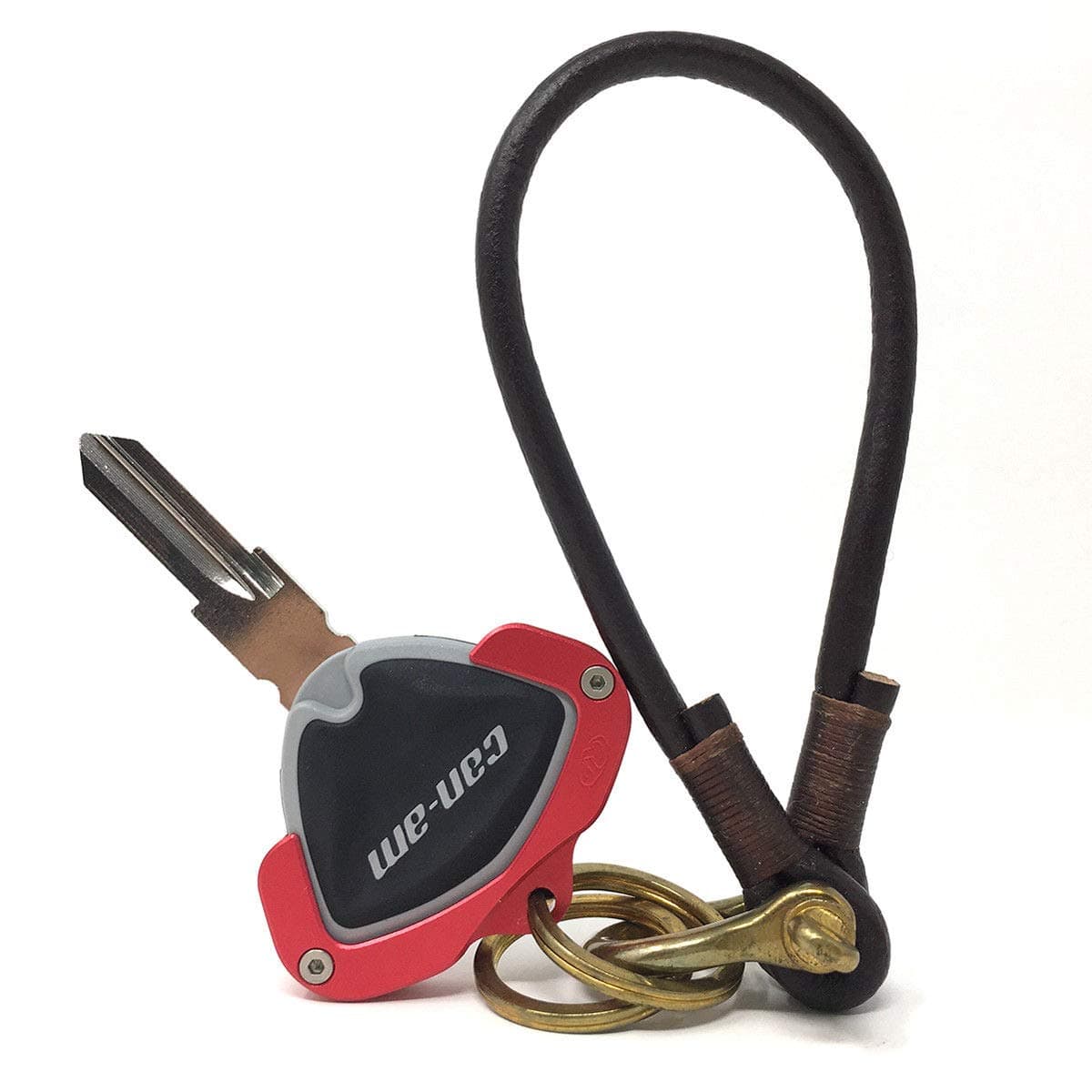 CRAZY METALMAN Key Holder for CAN AM Spyder F3 RT RT-S ST RSi Accessory Key Hole Cover Red with Dark Leather Rope Ver3.0