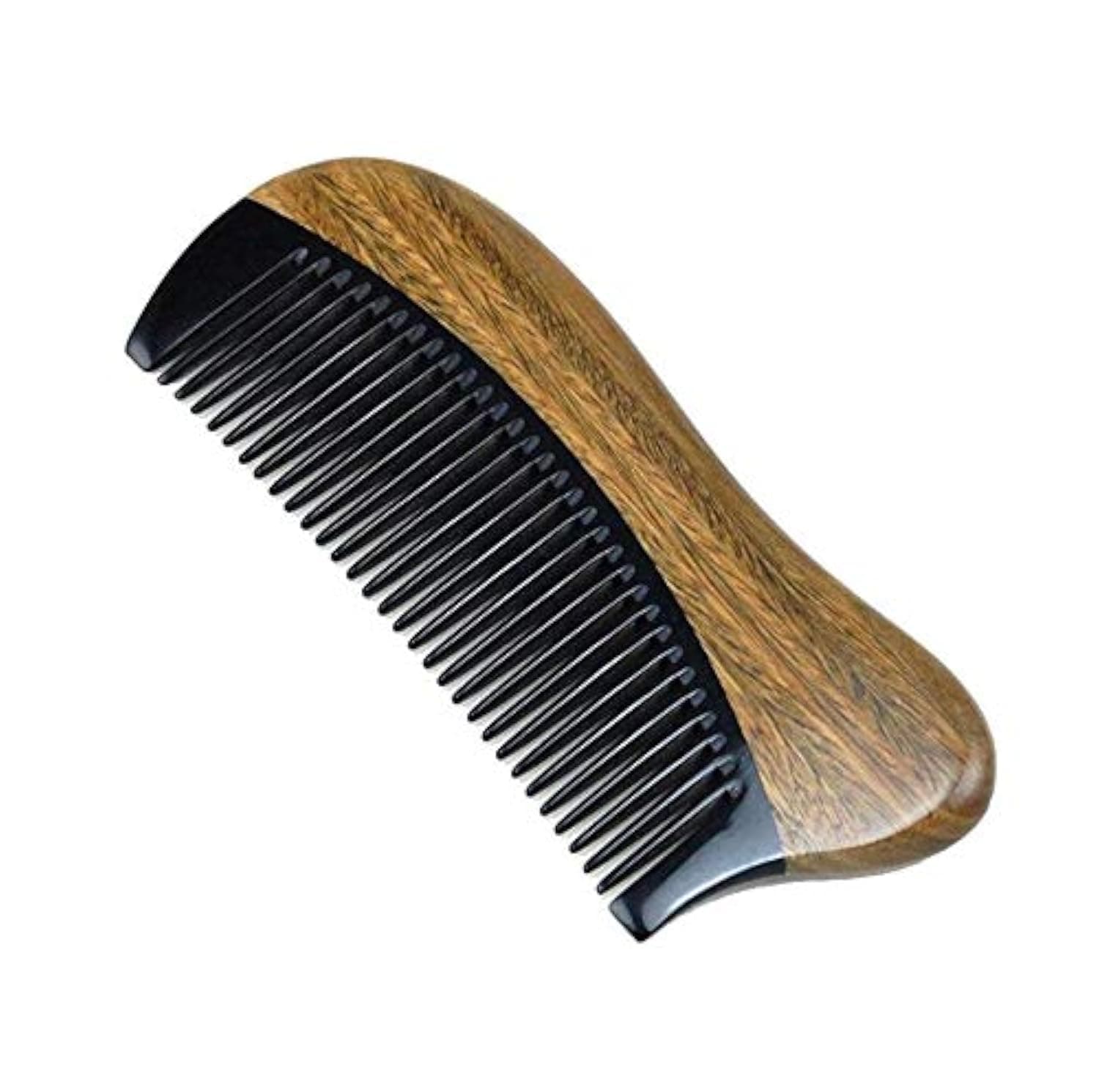 Exquisite Natural Ox Horn Pocket Hair Comb - Natural Green Sandalwood Buffalo Horn Comb 100% Handmade Premium Quality Anti-Static Comb Without Handle (Palm Siz)