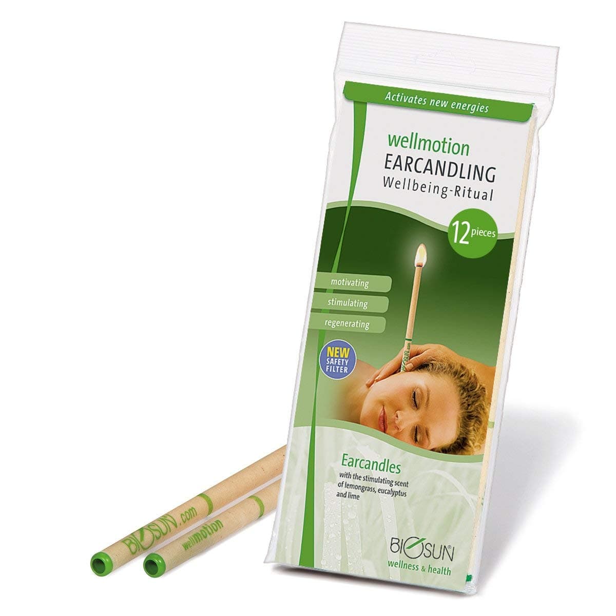 12 Pieces (6 Pairs) BIOSUN Wellmotion Earcandles, Lemongrass/Eucalyptus/Lime