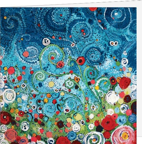 Swirling Flowers Folding Card with Envelope, Pack of 10