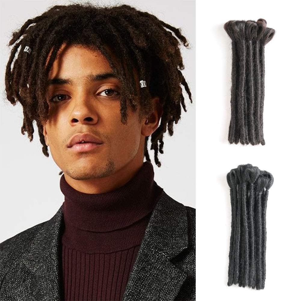 Dreads Handmade Synthetic Dreads M1 Black Dreadlocks Extensions 8inch(20cm) Fashion Hip-Hop Style 15 Strands/Pack Synthetic Braiding Hair From Maya Culture For Men (Black)