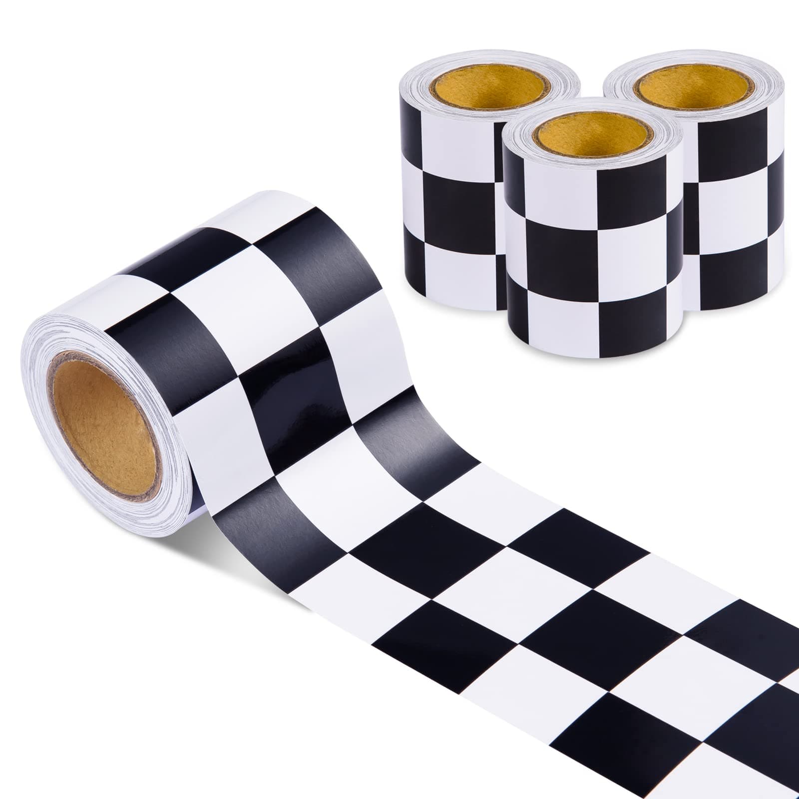 99 Feet Checkered Flag Bulletin Board Borders Road Race Car Straight Borders Race Track Bulletin Board Border Trim Racing Classroom Decoration for Retro Racing Theme Back to School Party Decor,3 Rolls