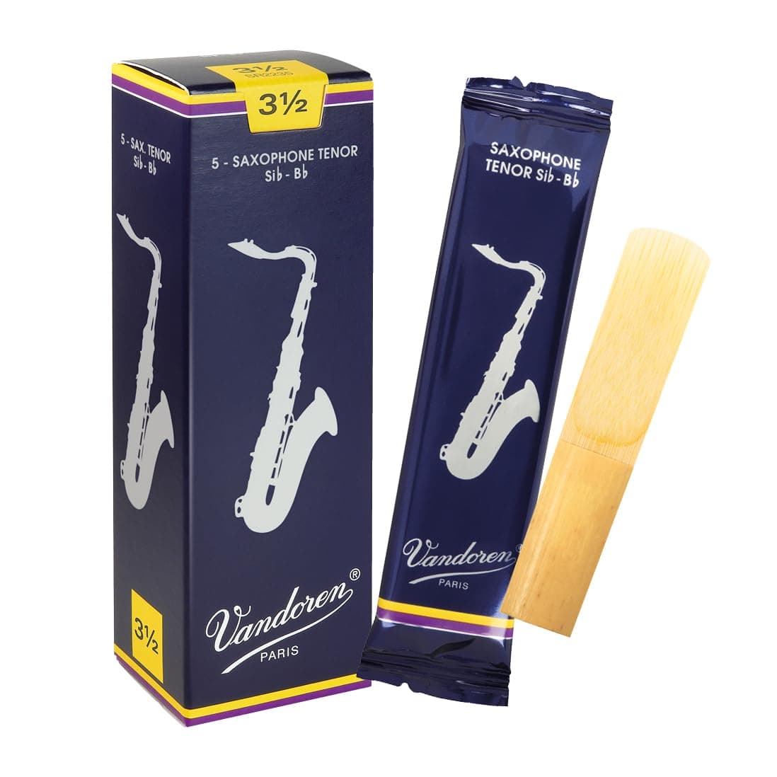 Vandoren Traditional Tenor Saxophone Reeds - Box of 5 - Strength 3.5