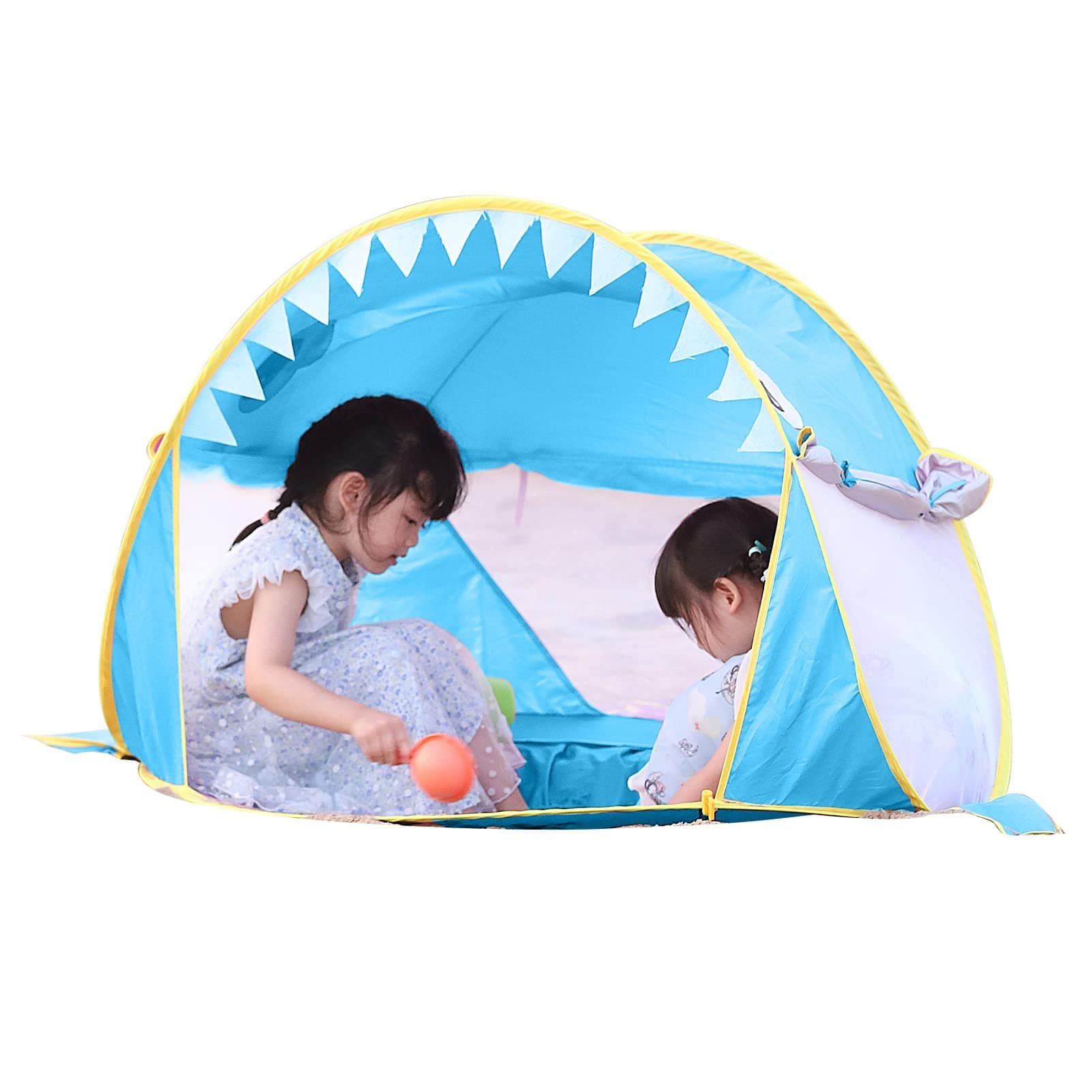 Free Swimming BabyPop Up Baby Beach Tent with Pool, Portable Shark Sun Shelter Tent with UPF UV 50+ Protection for Toddler Aged 3-72 Months (Blue)