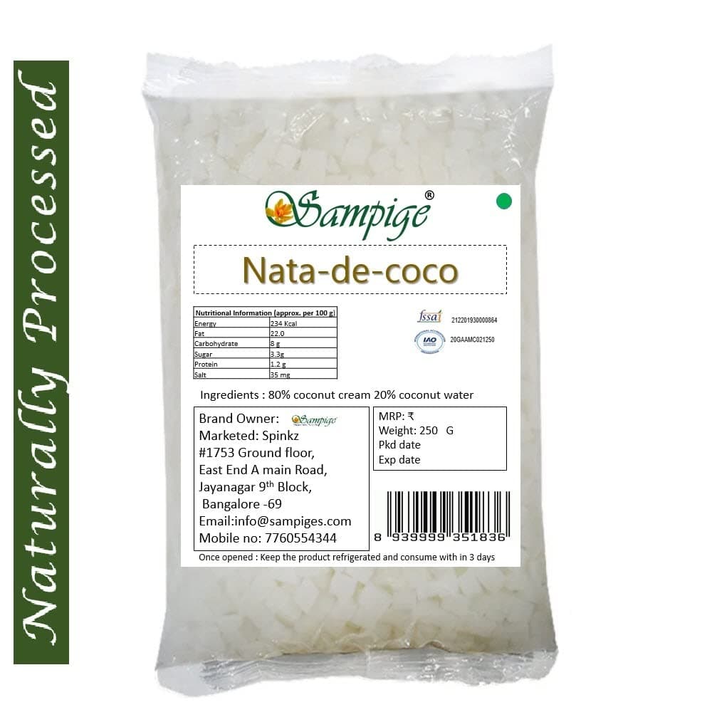 Sampige Nata de coco |Nata de coconut jelly | Cocunut Jelly |5Gms |500 G (small cut - 5 MM)