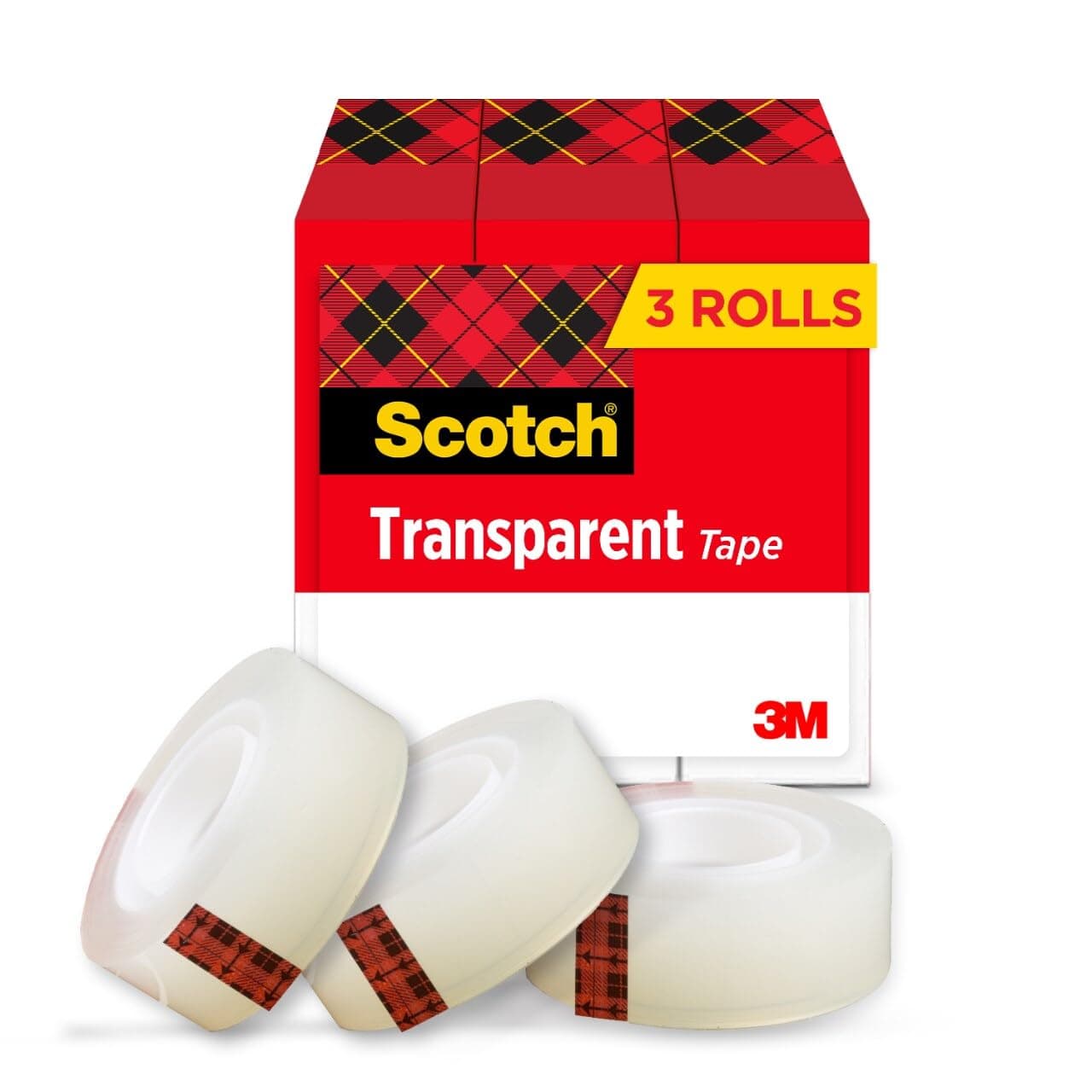 Scotch Transparent Tape, Clear Tape Engineered for Office and Home Use, 1 Inch Core 3/4 in x 1000 in, 3 Boxes