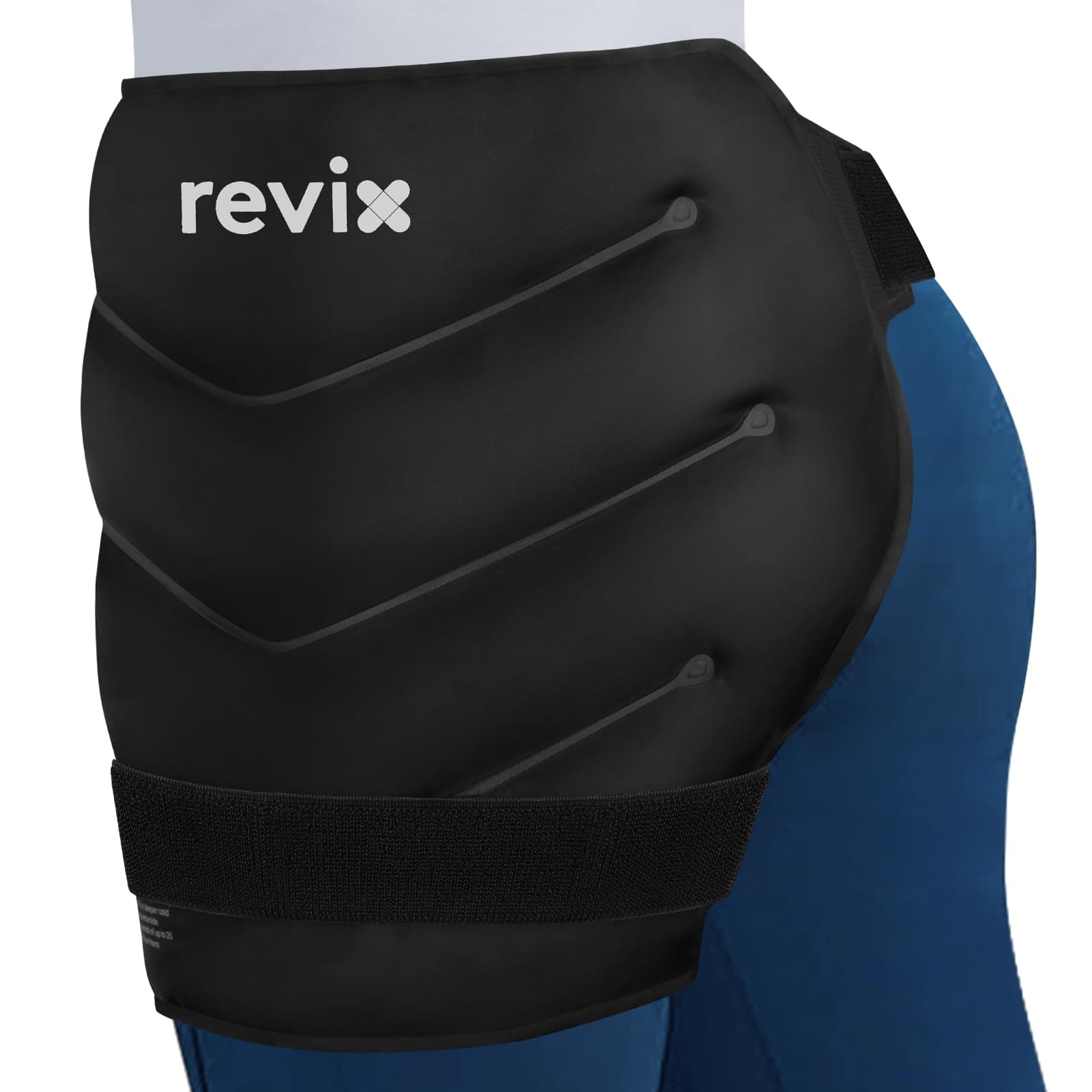 REVIX Extra Large Hip Ice Pack Wrap After Surgery, Reusable Gel Cold Pack for Hip Replacement Recovery, Sciatic Nerve, Cold Therapy Hip Flexor Compression Wrap, Black