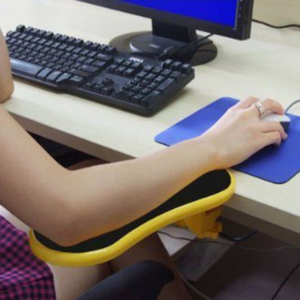 Ergonomic, Adjustable Computer Desk Extender Arm Wrist Rest Support (Yellow)