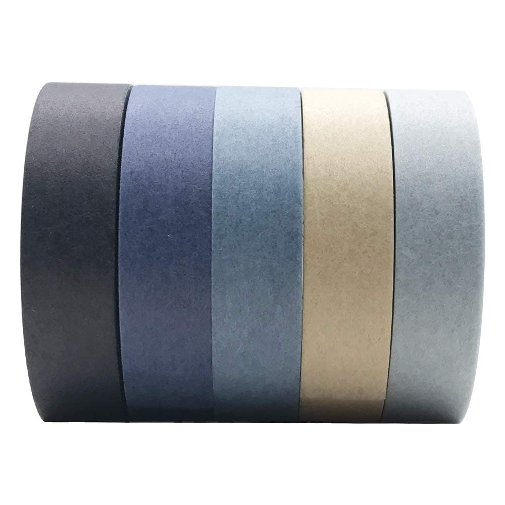 EnYan Solid Color Washi Tapes Set, 5 Rolls Basic Collection Decoration 10mm Wide Japanese Masking Decorative Tapes for Bullet Journal Planners DIY Crafts Arts Scrapbooking Adhesive