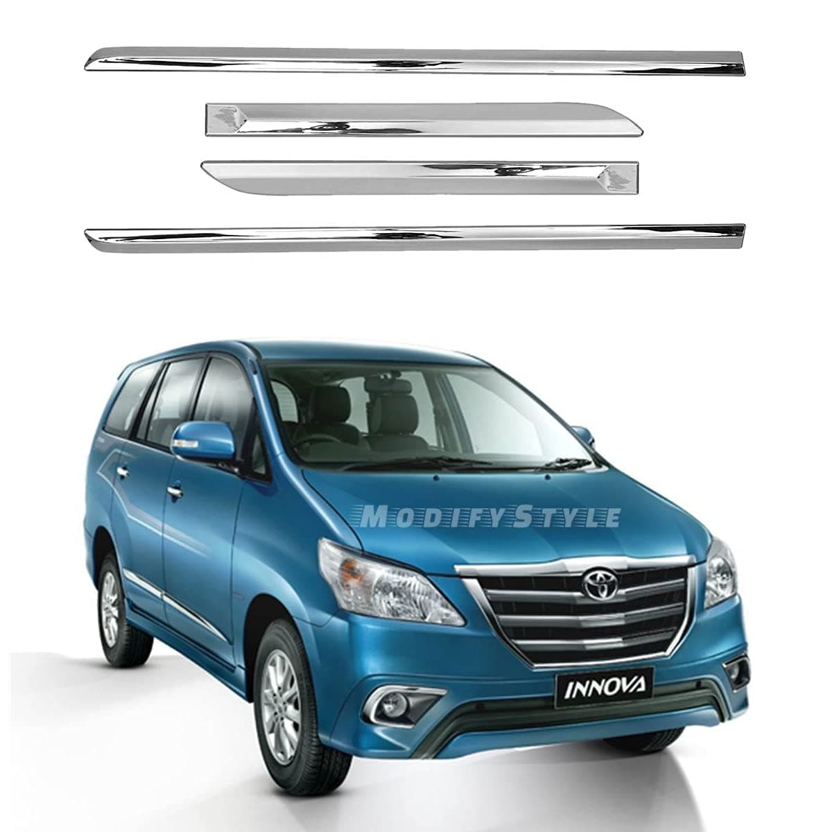 Side Beading/Side Cladding/Door Garnish/Door Protector Chrome Suitable for Toyota Innova (2013 to 2015) Type 4 (Set of 4pcs)