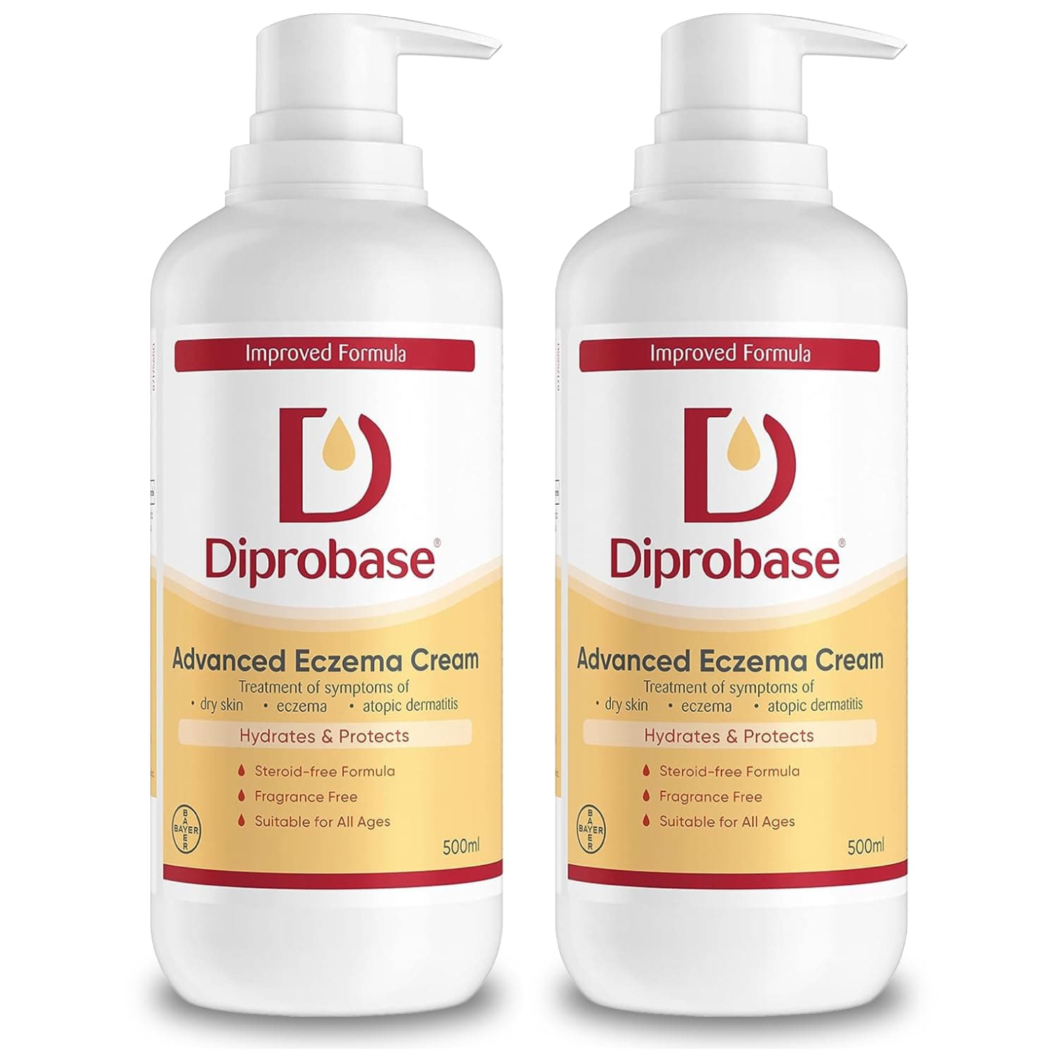 Diprobase Advanced New Formula for Eczema Prone Skin for Red, Inflamed or Damaged Skin Cream, 500 g (Pack of 2)