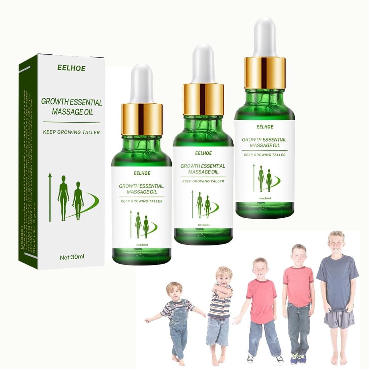 Medicare Height Booster Drops, Sci-Effect Height Growth Oil, Plant Extract High Oil, For Adolescent Bone Growth (3PCS)