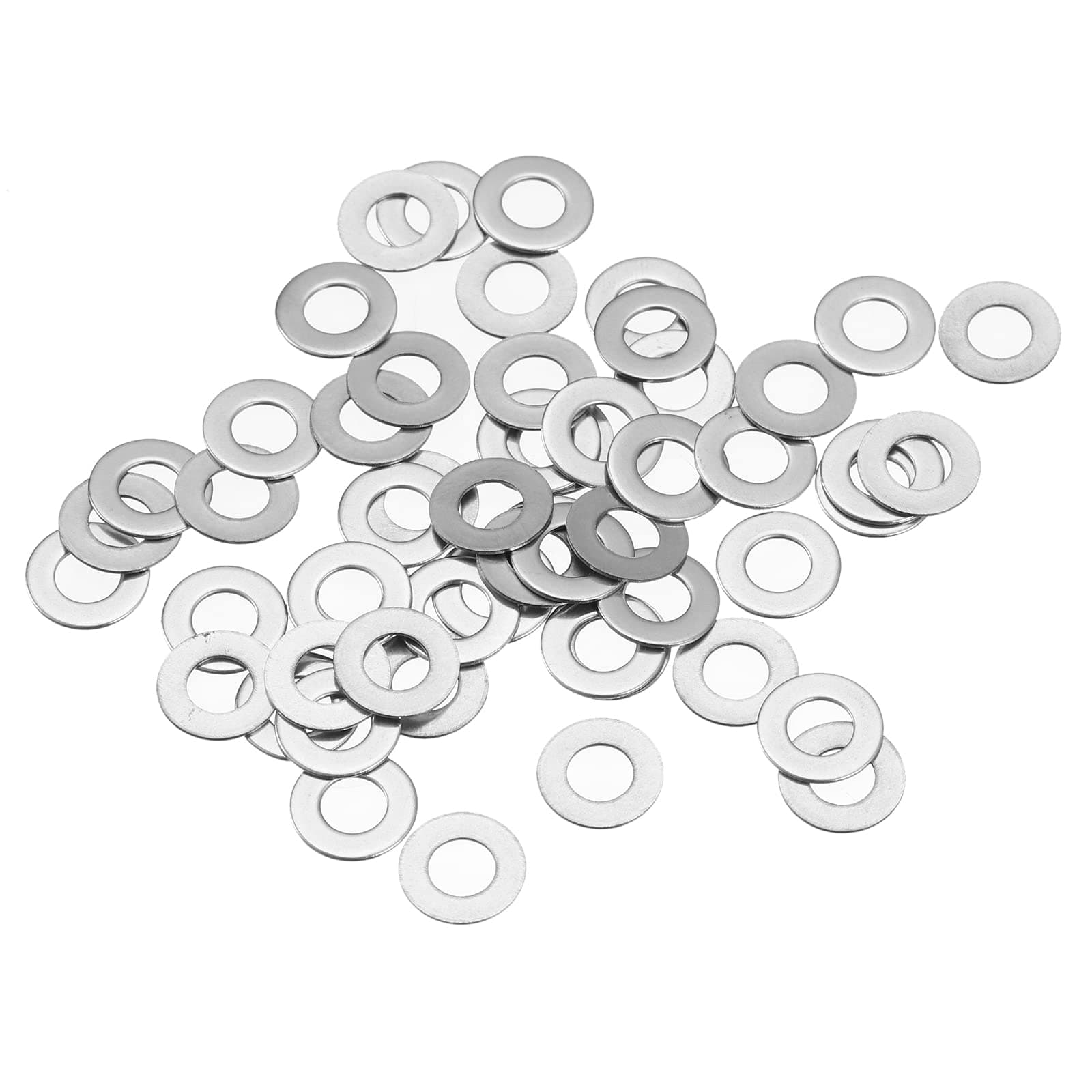 sourcing map M5 304 Stainless Steel Flat Washers, 50pcs 5x10x0.5mm Ultra Thin Flat Spacers for Screw Bolt, Electronic Repair, Automotive