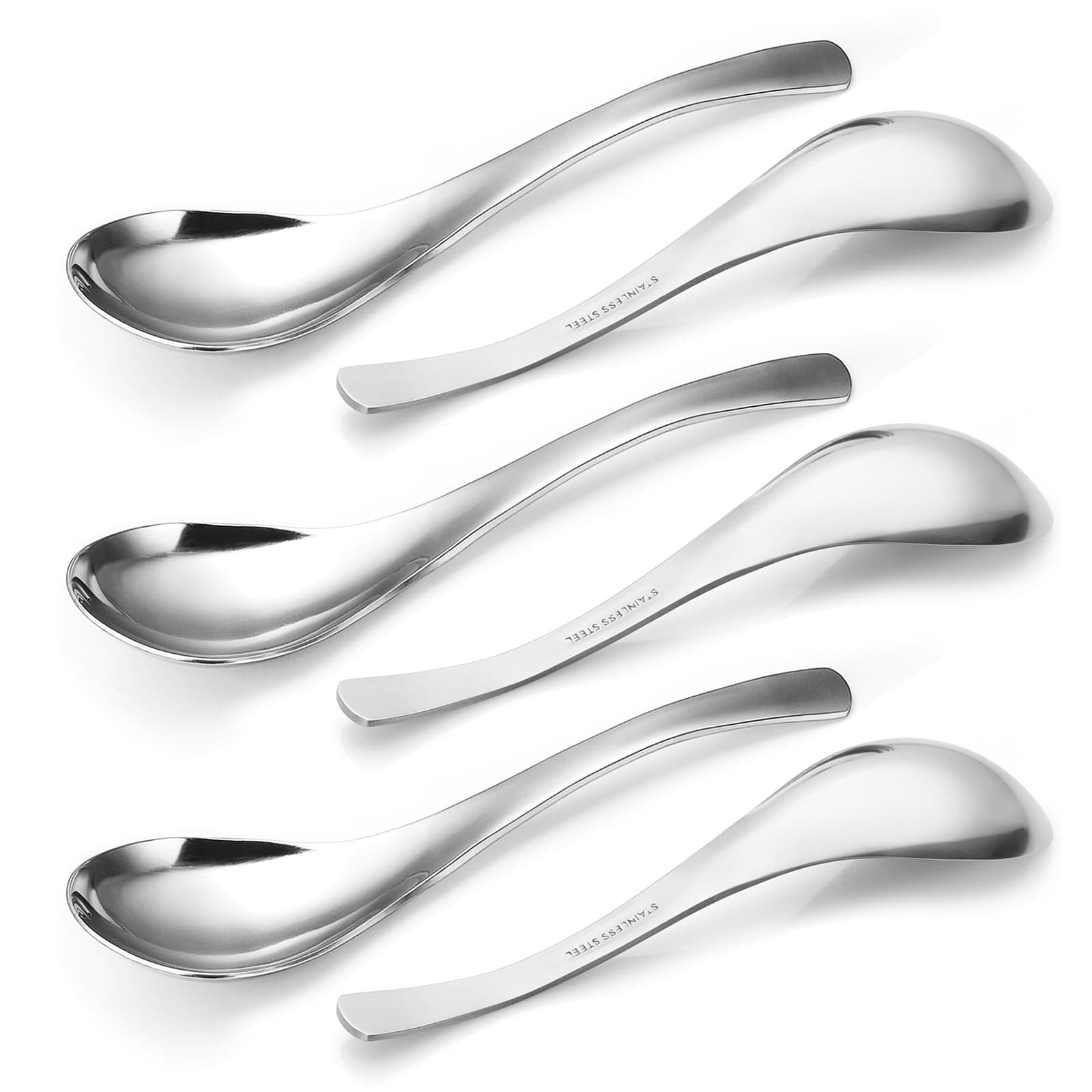 Thick Heavy-weight Soup Spoons, High Grade Stainless Steel Soup Spoons, Set of 6