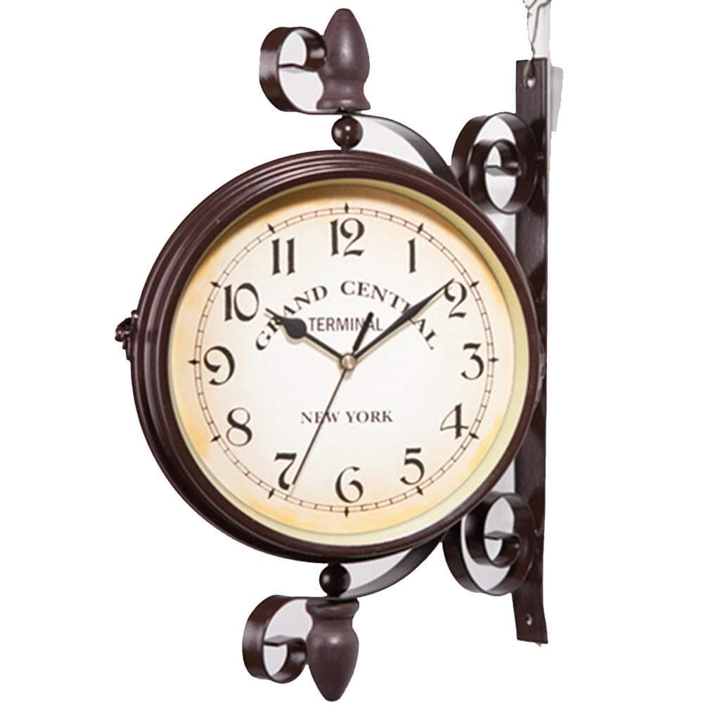 Double Sided Wall Clock, Paddington Station Clock with Waterproof Cover, Vintage Antique-Look Wall-Mounted for Indoor & Outdoor Décor(10in)