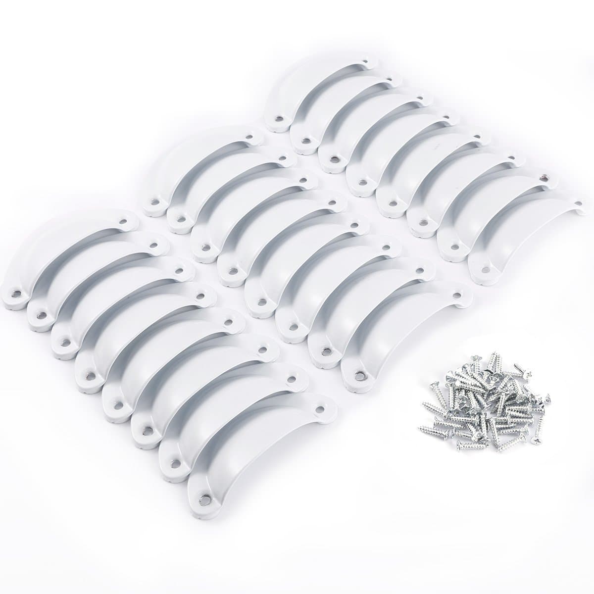 24x Cupboard Door Drawer Furniture Antique Cup Shell Pull Handles Multi Colour (White)